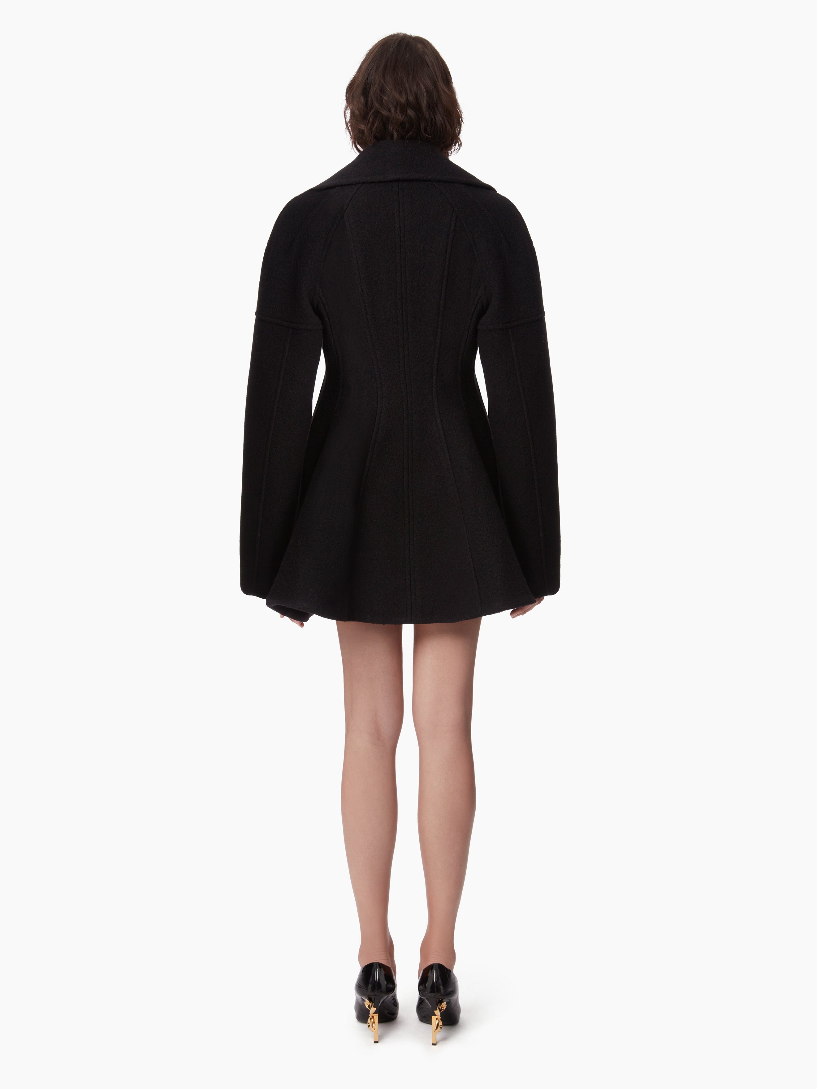 CINCHED WAIST COAT IN WOOL - 4