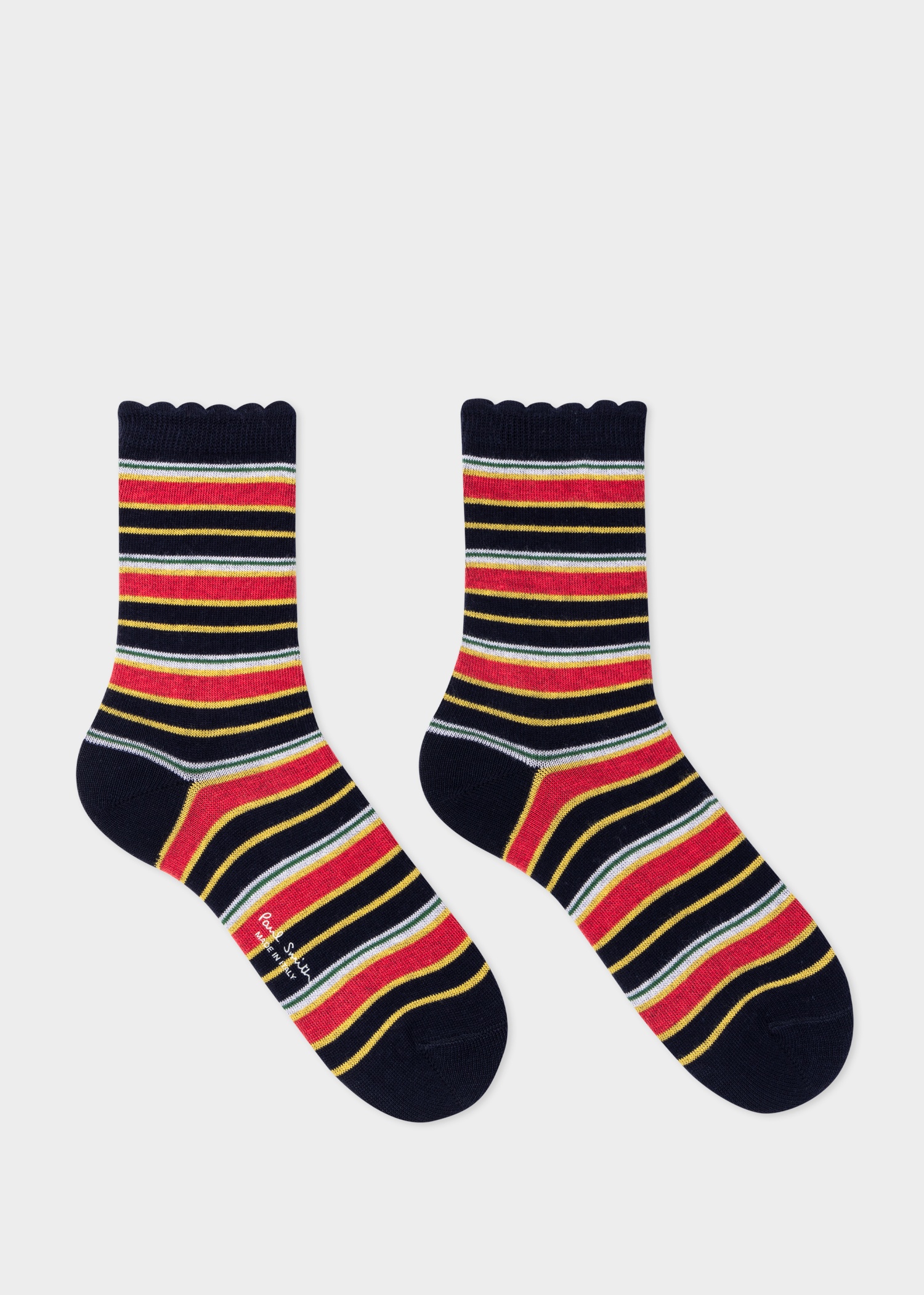 Women's Navy Stripe Frill Socks - 2