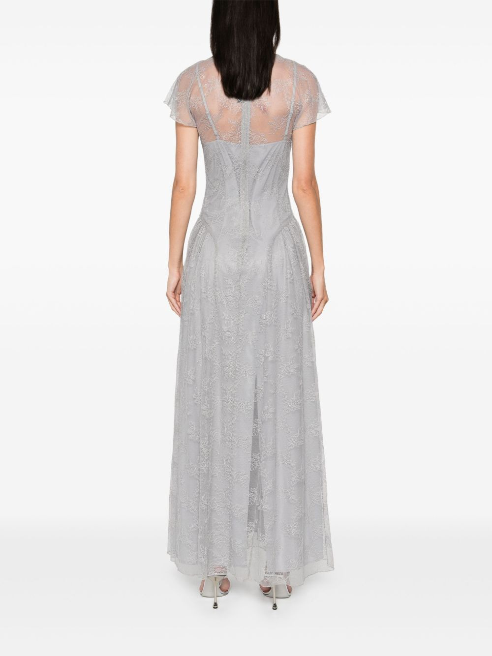 lace V-neck maxi dress - 4