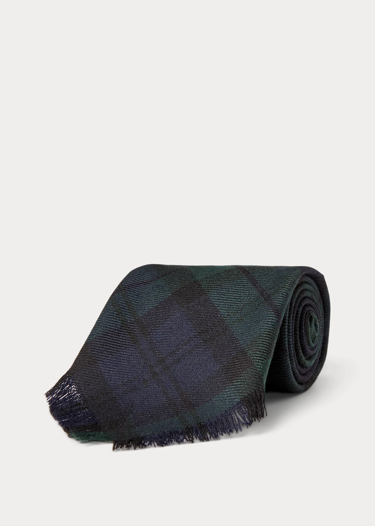 Handmade Fringed Plaid Wool Tie - 2