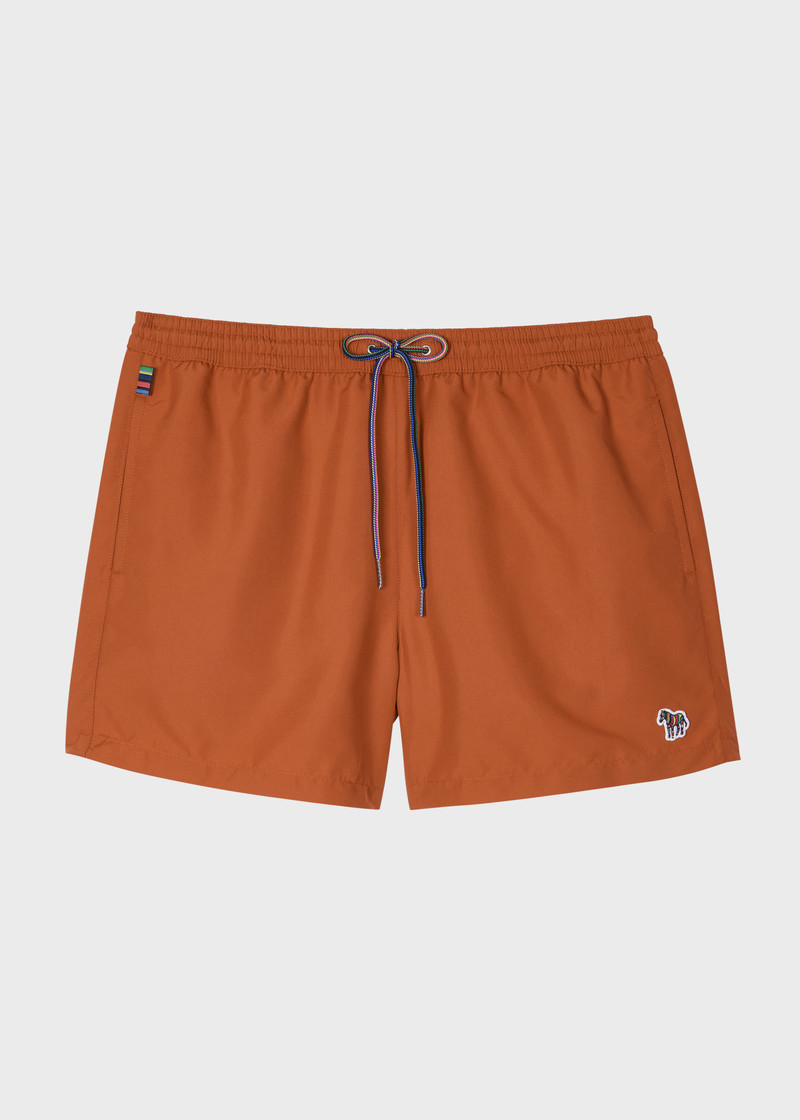 Rust Orange Zebra Logo Swim Shorts 1