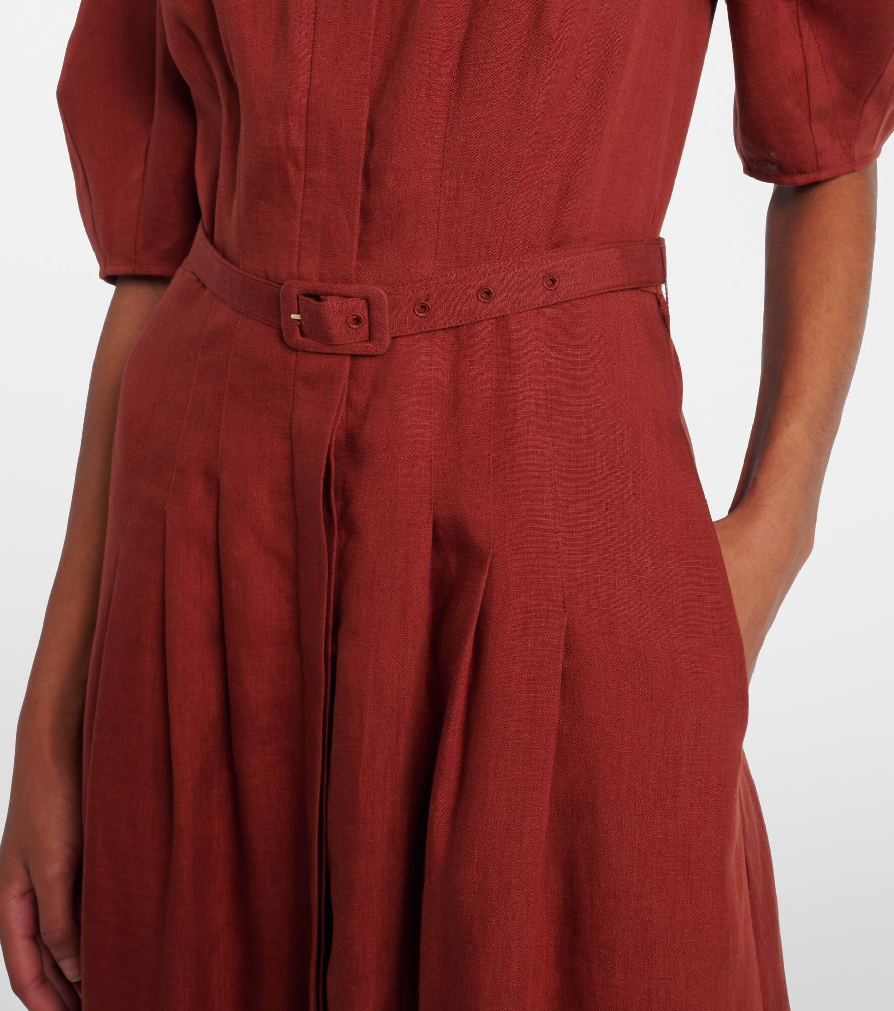 Maude belted linen shirt dress - 5