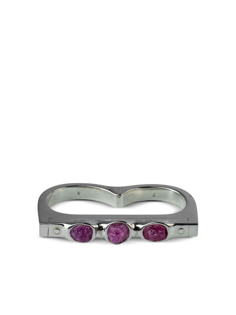 Parts of Four sterling silver ruby double ring outlook