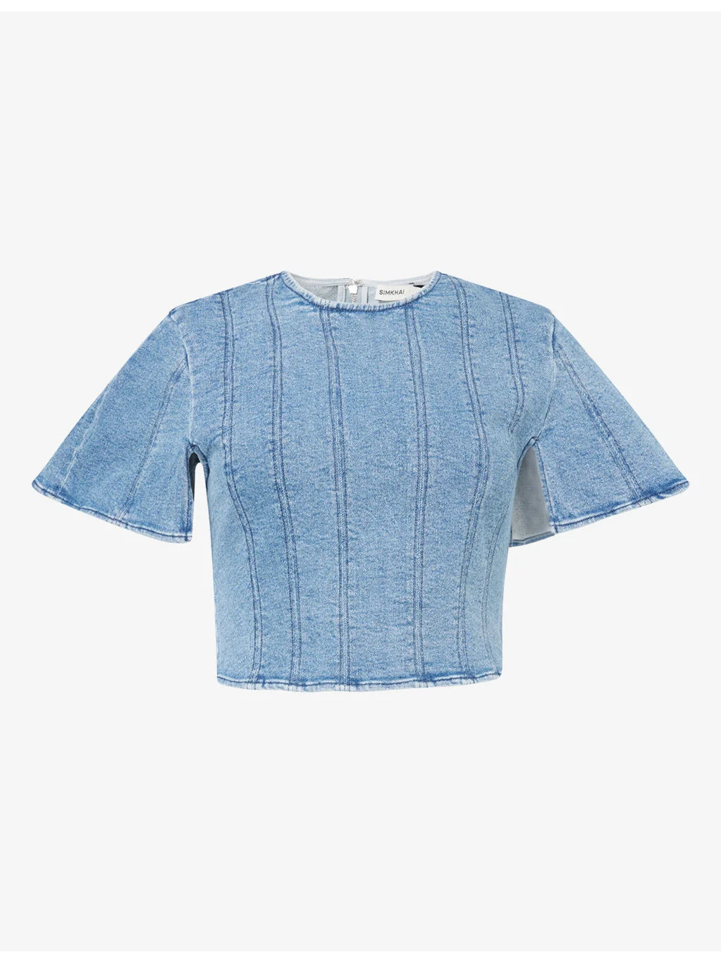 Kolby Cropped Stretch-Denim Top - 1