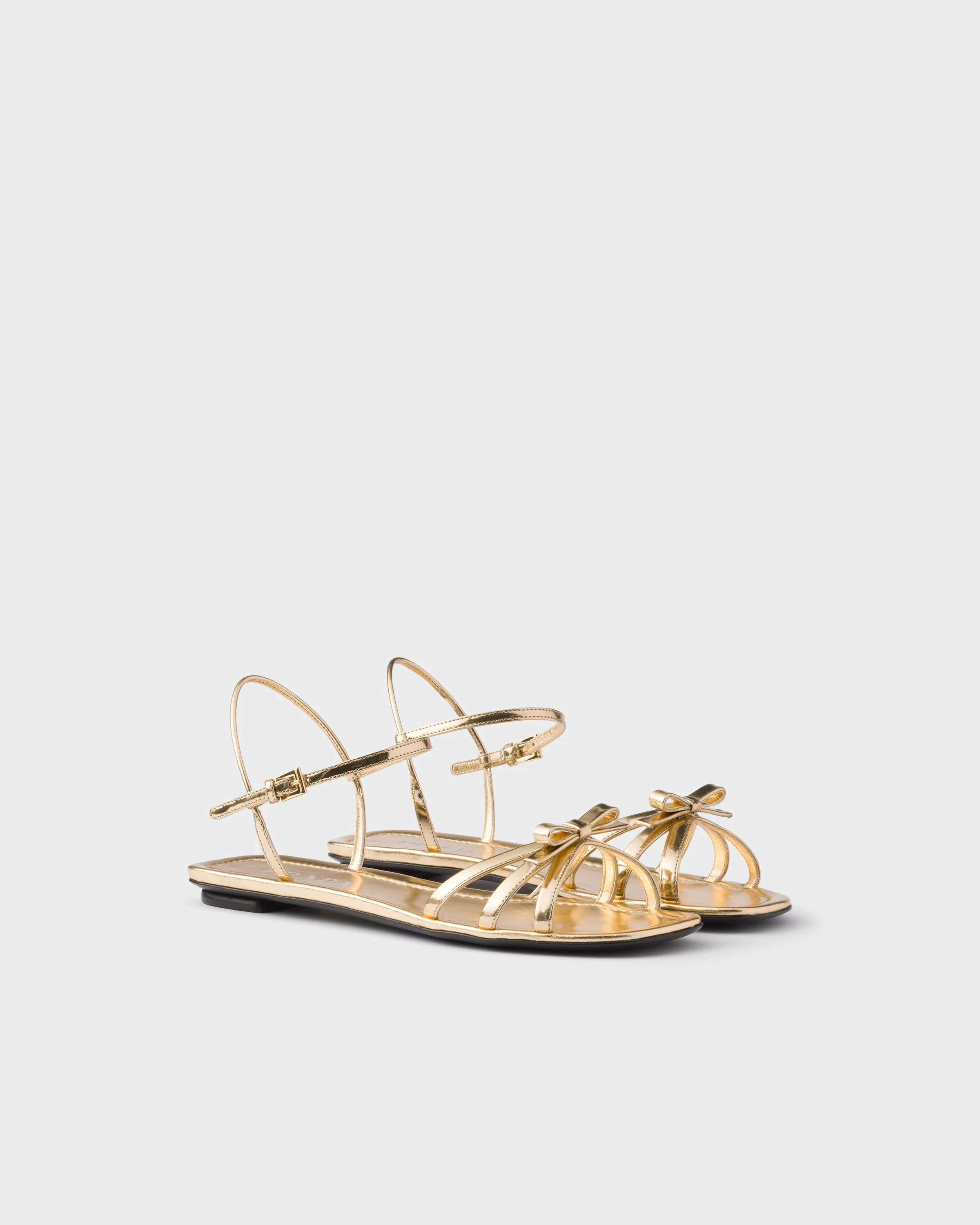 Flat metallic leather sandals - 1