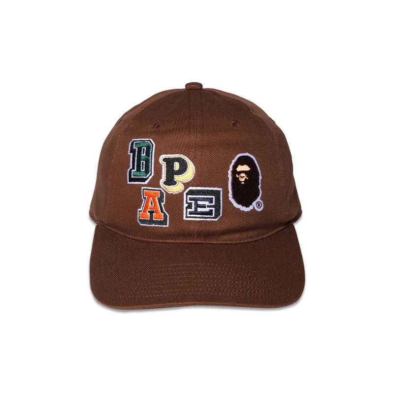 BAPE Multi Fonts Patch Panel Cap 'Brown' - 1