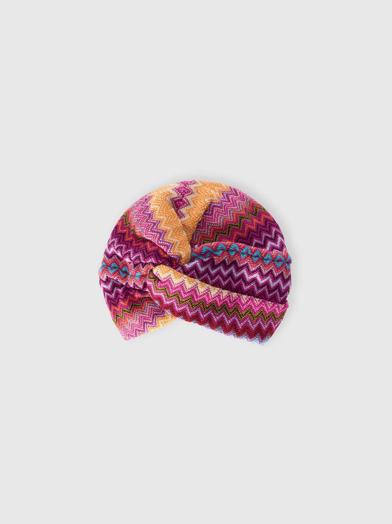 Zigzag wool-blend turban 1