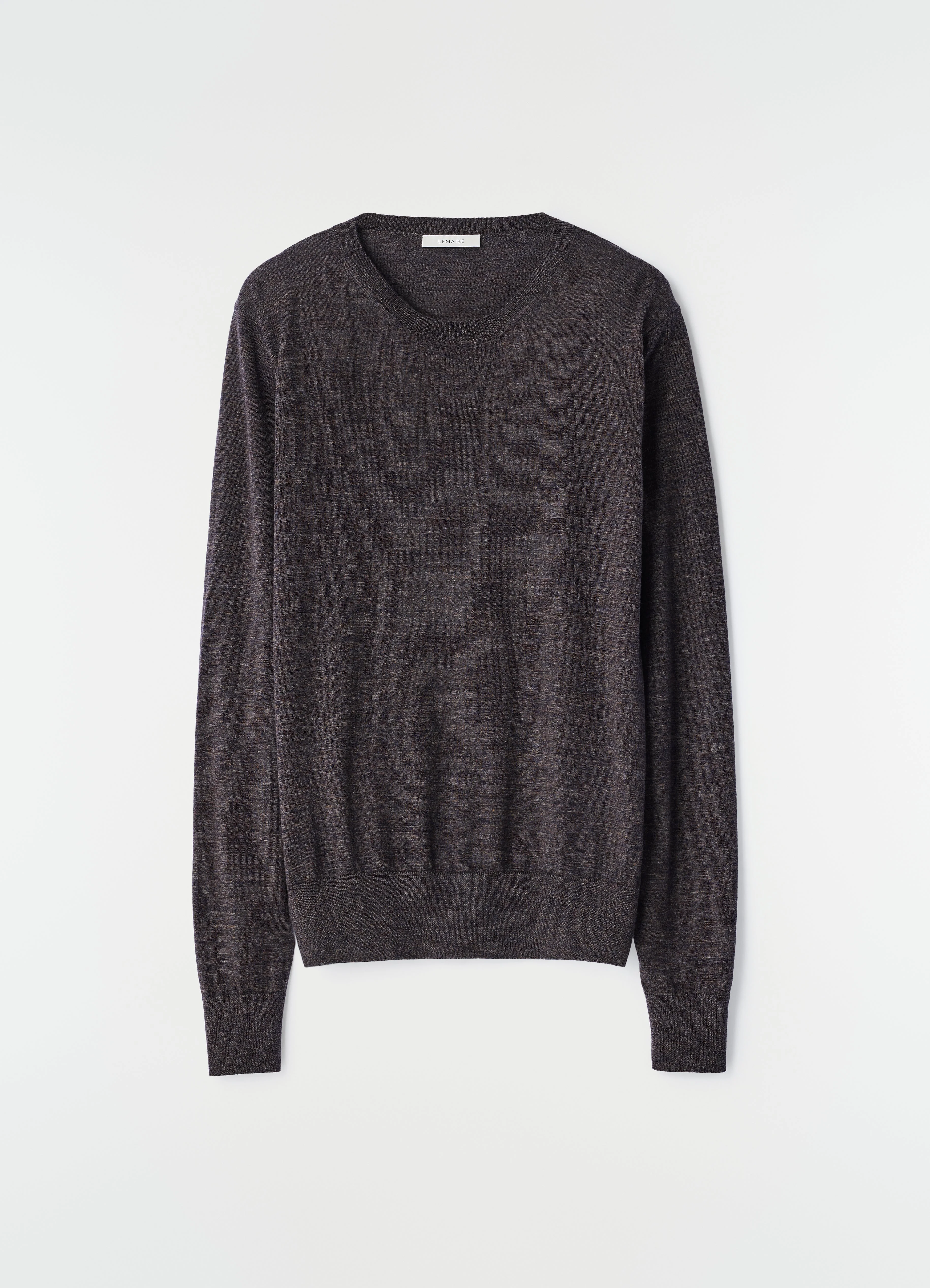 CREW-NECK SWEATER IN FINE MOULINÉ MERINO WOOL - 1