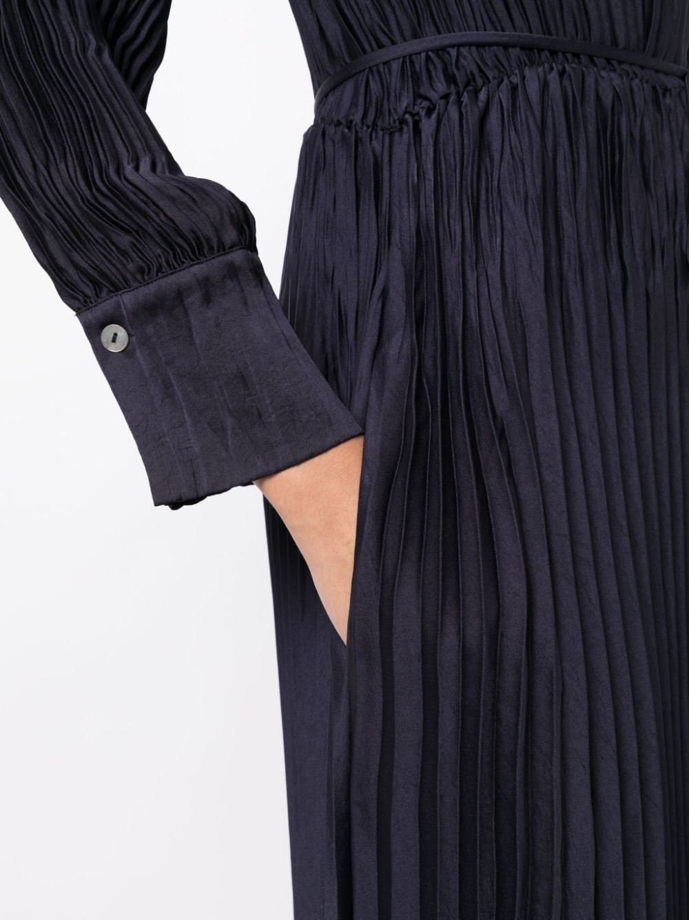 long-sleeve pleated shirtdress - 5