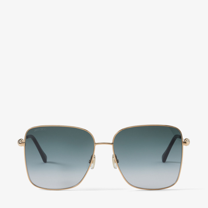 Hester Rose Gold Square-Frame Sunglasses with Grey Shaded Lenses - 1