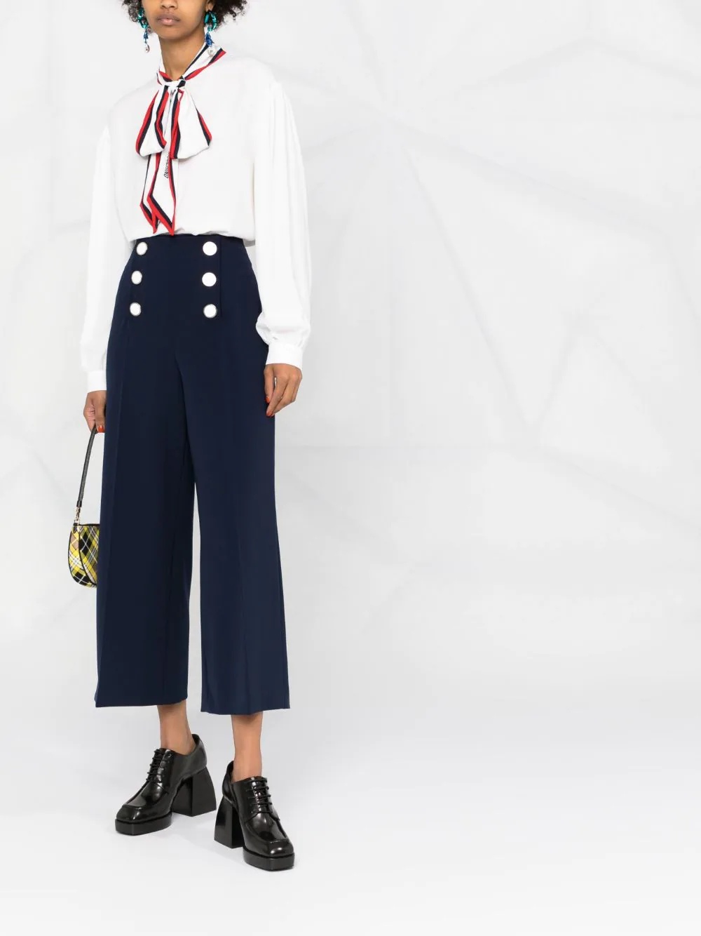 double breasted cropped trousers - 2