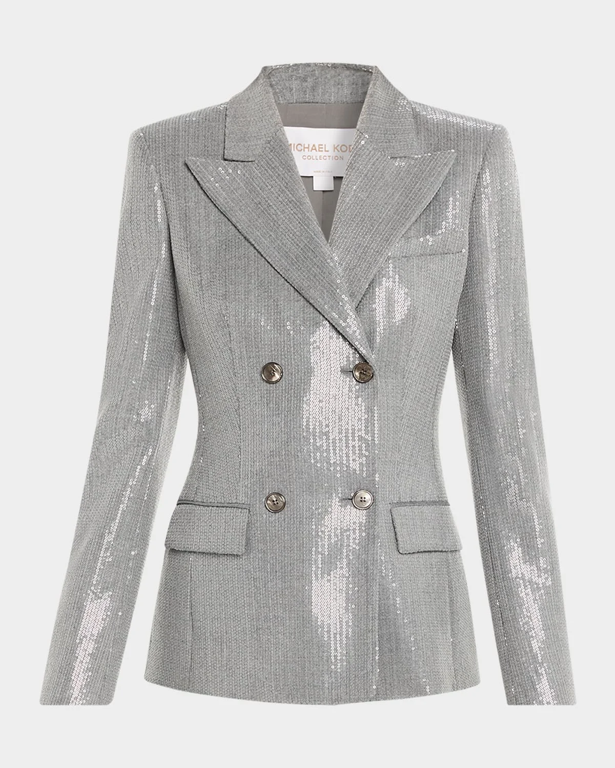 Double-Breasted Pinstripe Sequin Jacket - 1