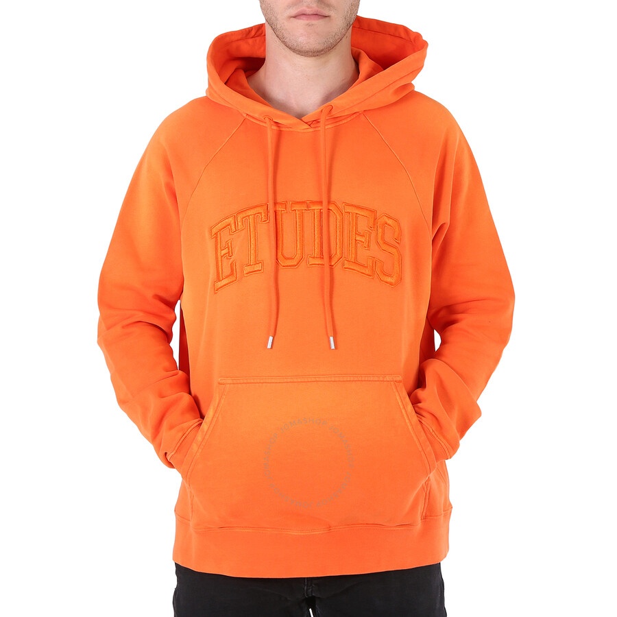 Etudes Men's Orange Racing Logo Cotton Hoodie - 1