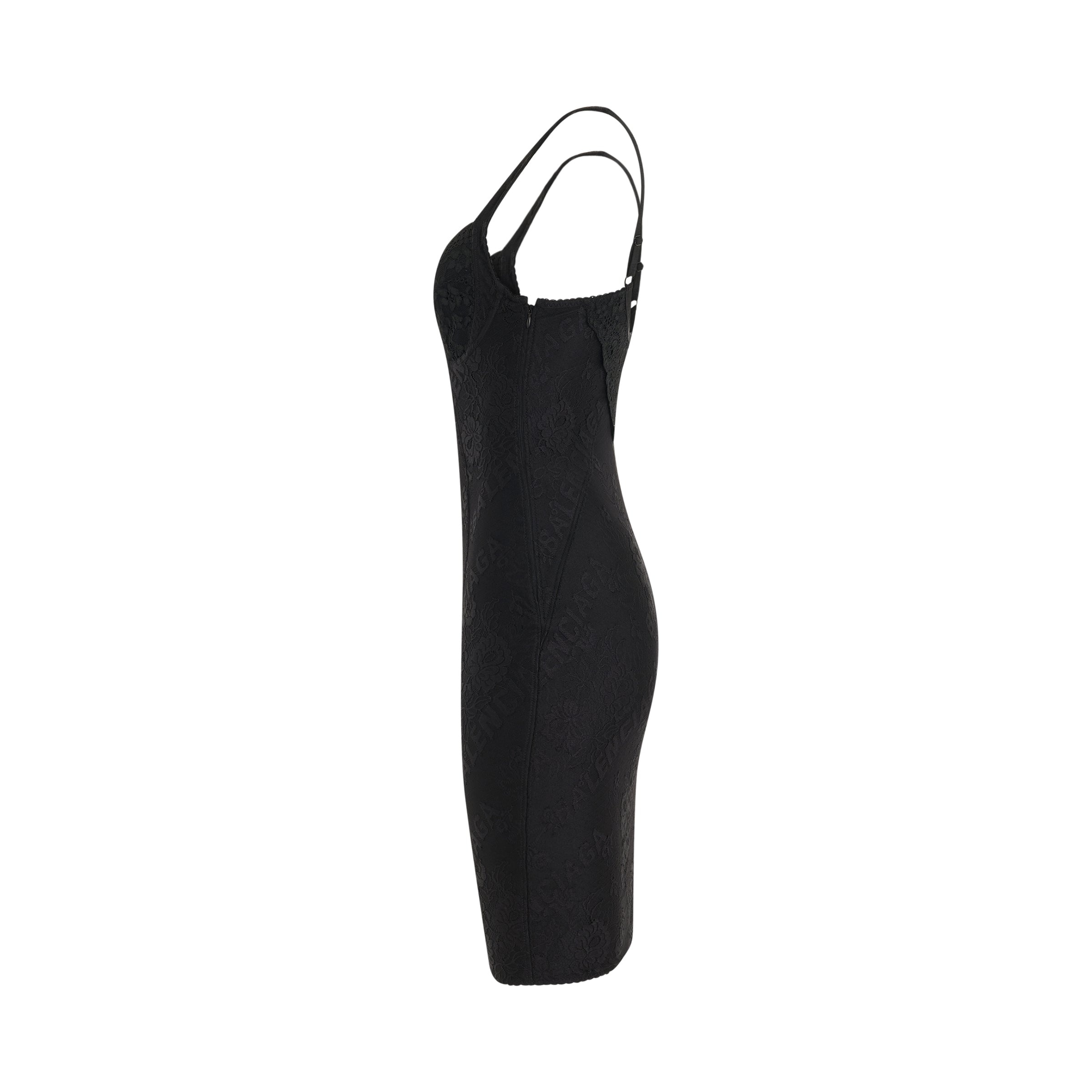 Lingerie Mini Dress in Black - 3