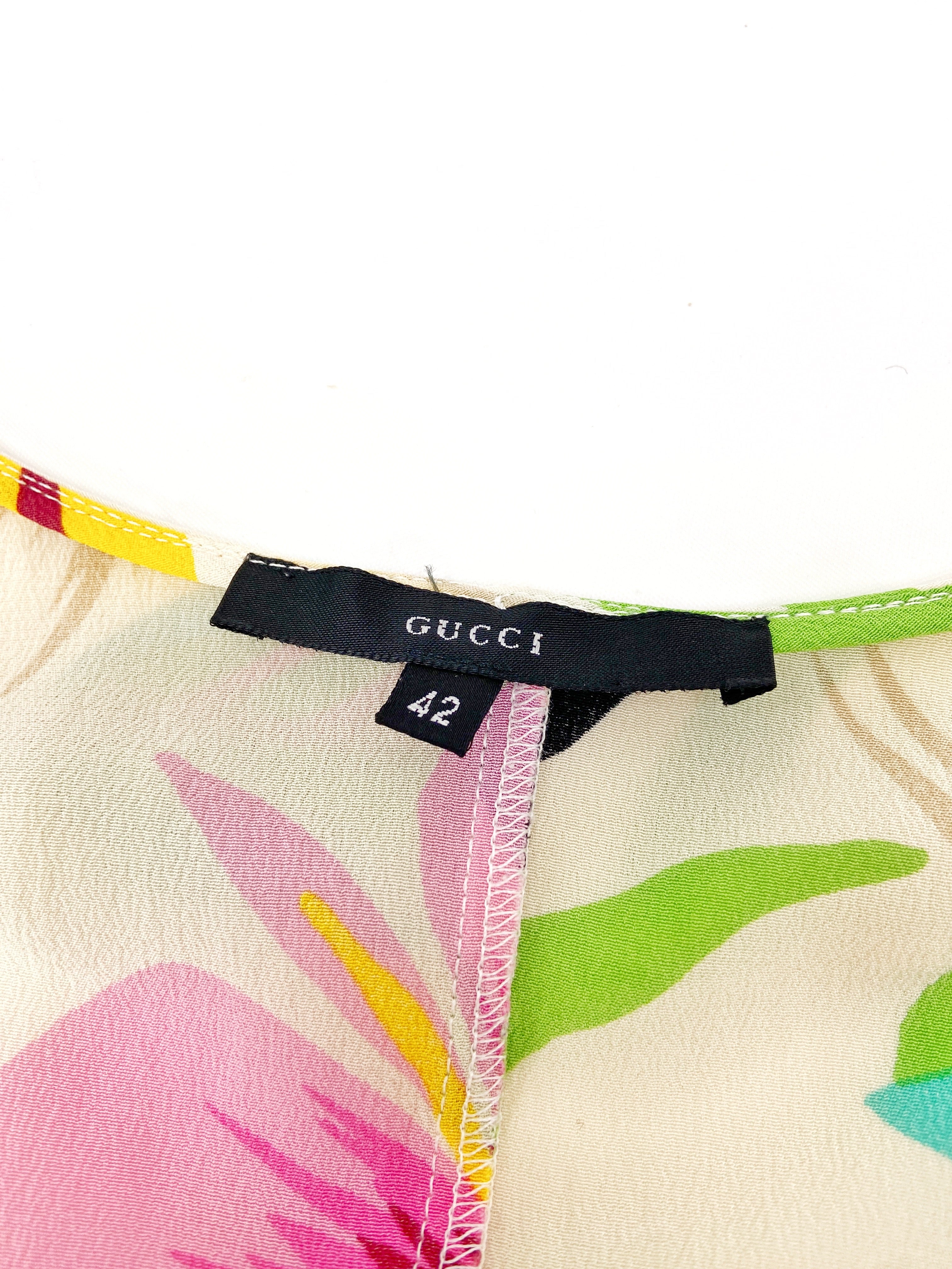Gucci Spring 1999 Tom Ford Iconic Runway Ivory Floral Silk Ruffle Blouse Top 42 - 20
