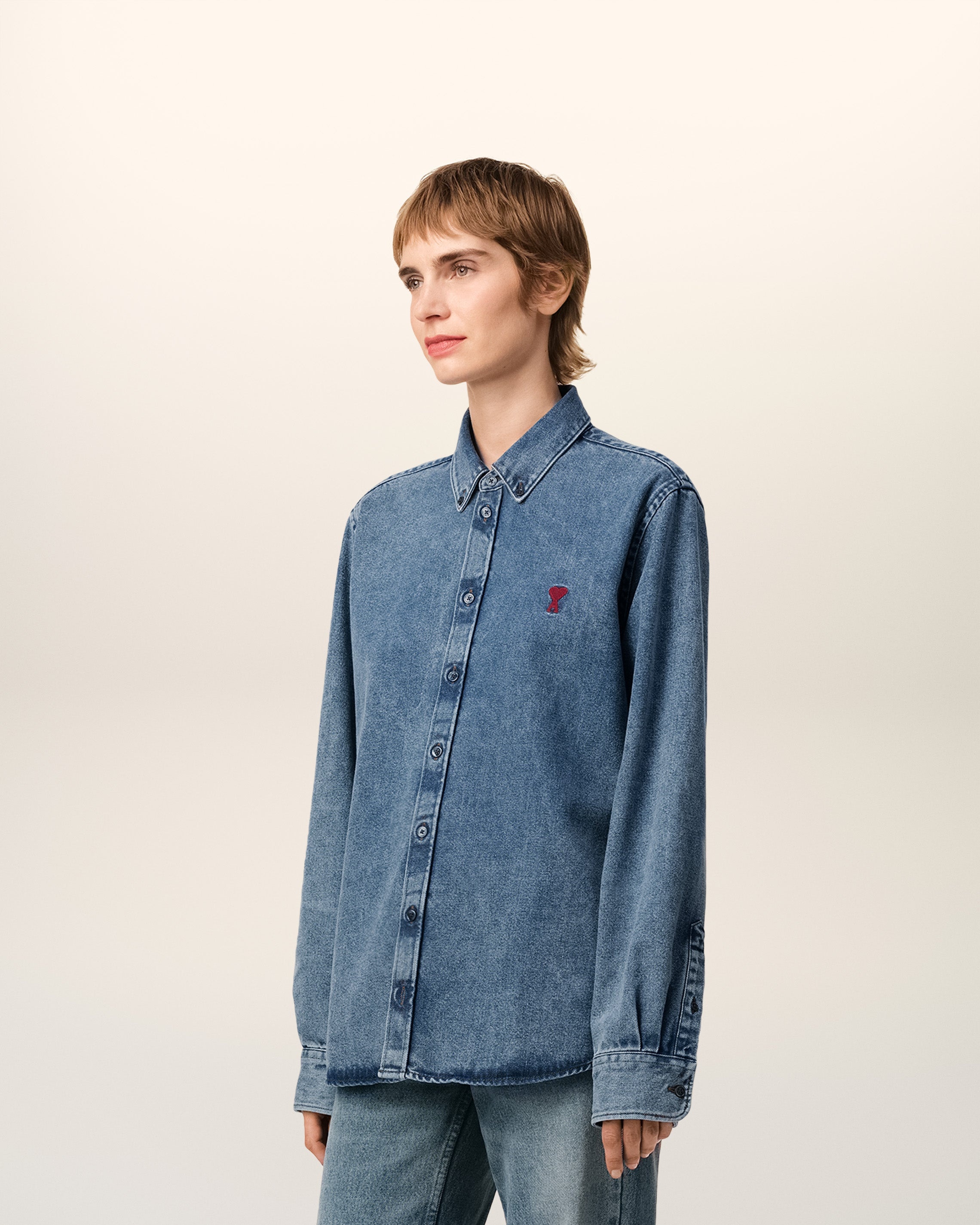 BLUE DENIM BUTTON-DOWN AMI DE COEUR SHIRT - 6