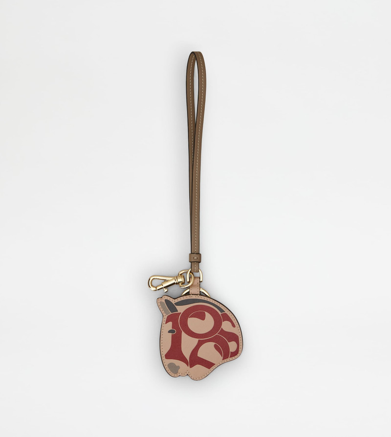 PENDANT IN LEATHER - RED, PINK 1