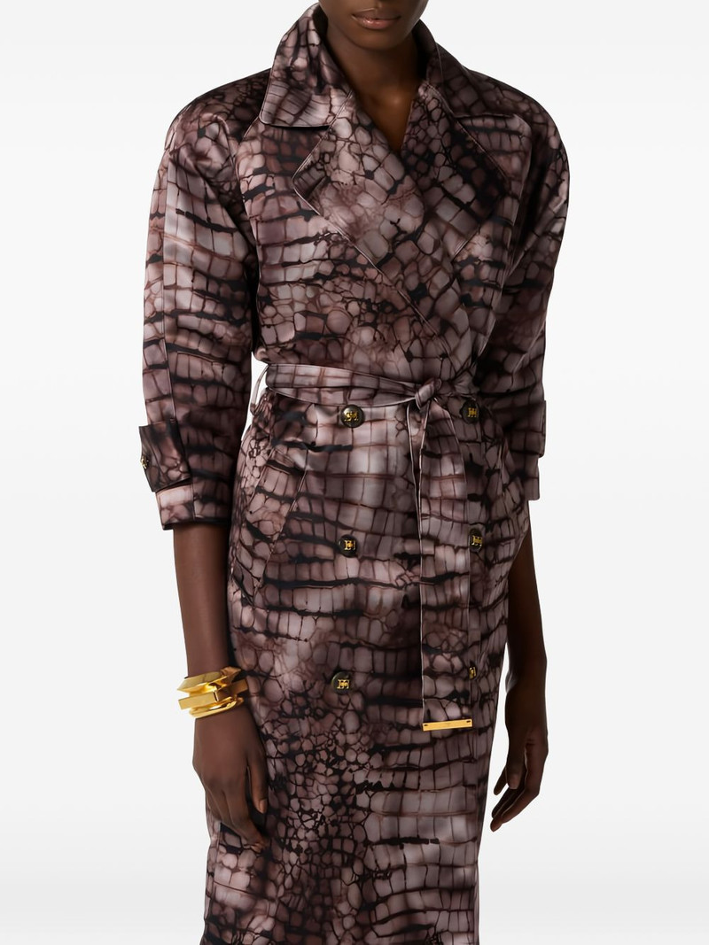 Alligator-print double-breasted trench coat 4