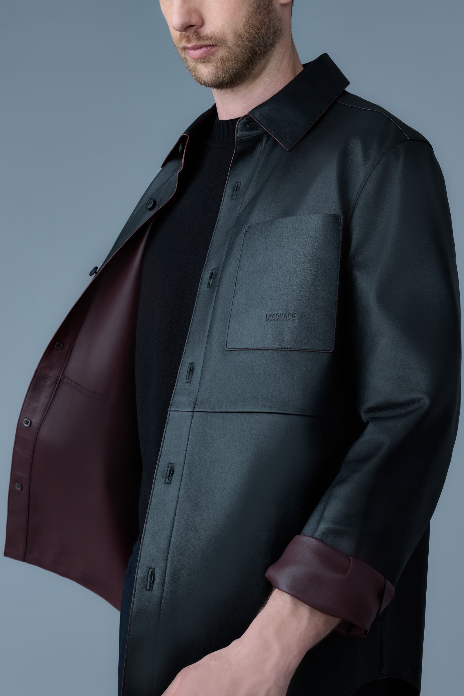 REMINGTON Two-tone colored leather overshirt - 2
