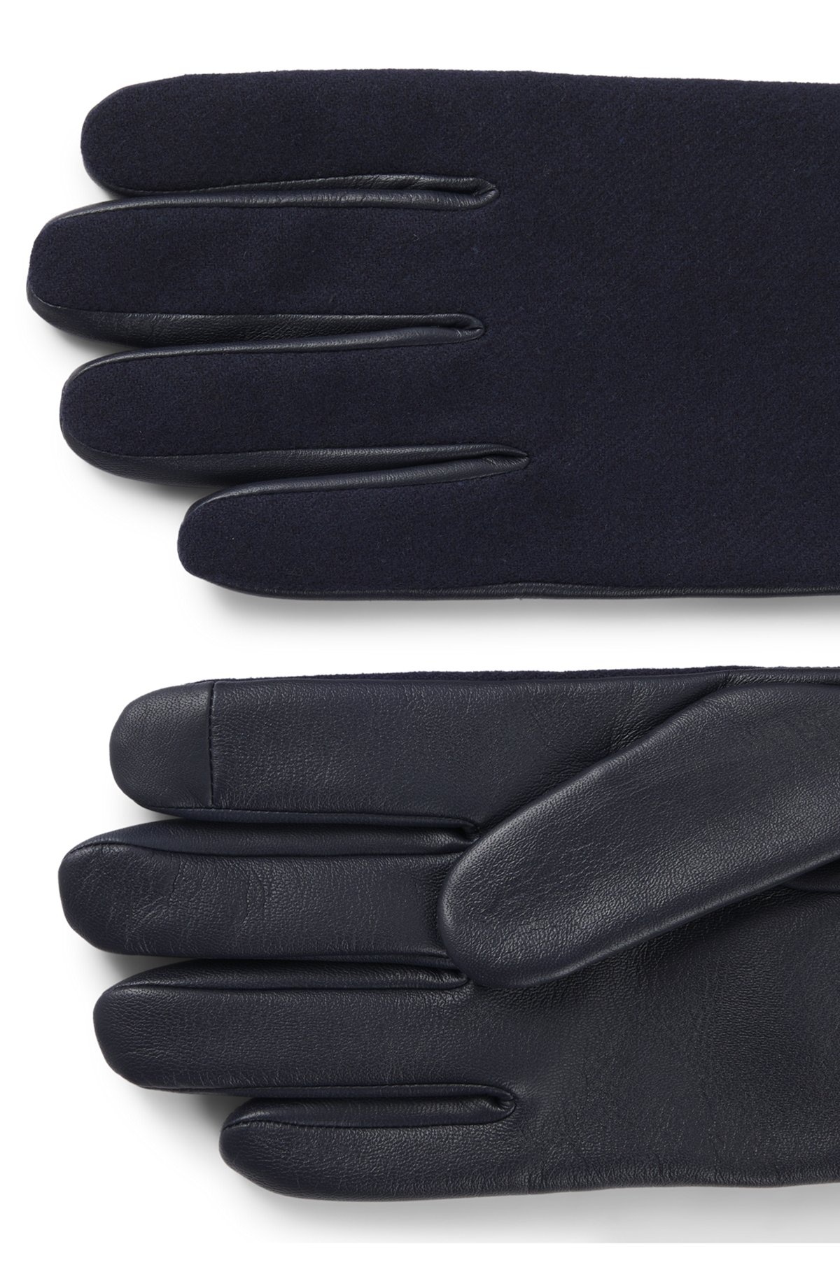 MIXED-MATERIAL GLOVES WITH LEATHER PALM AND FULL LINING - 2