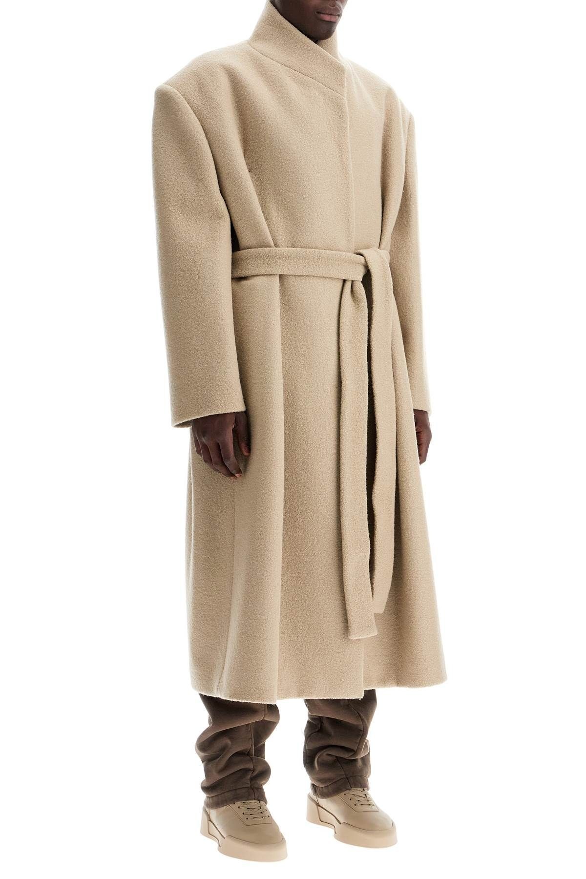 WOOL COAT WITH HIGH COLLAR AND BOILED WOOL - 3