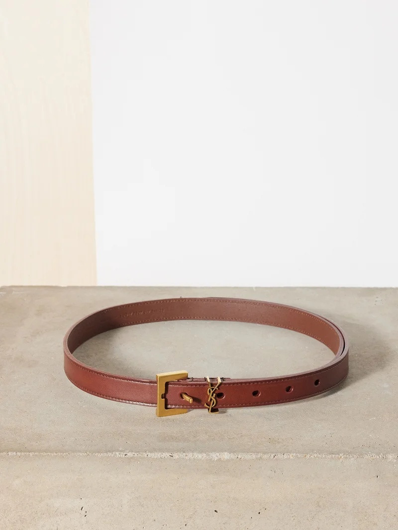 SAINT LAURENT Cassandre-loop leather belt outlook