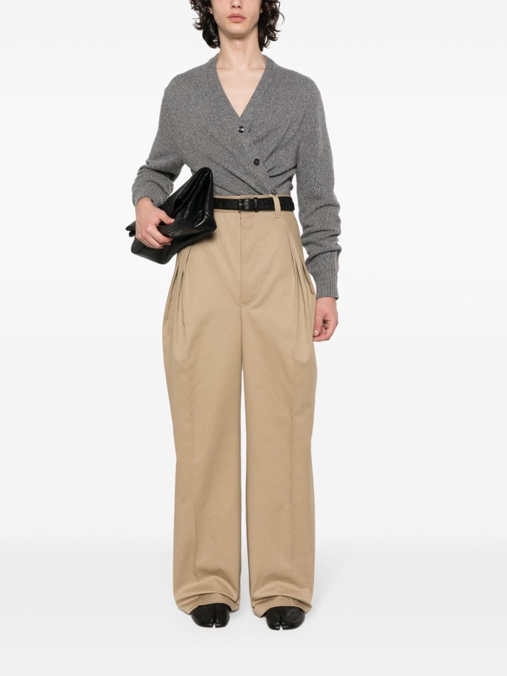 four-stitch pintuck straight trousers - 2