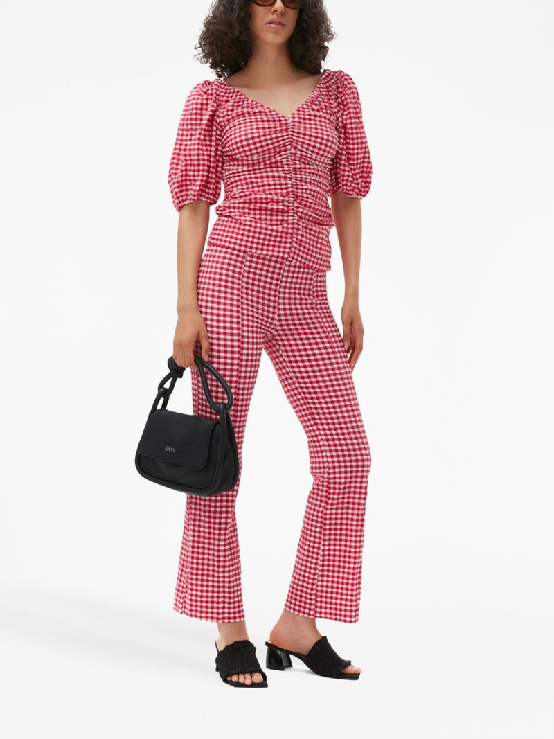GANNI check-print flared trousers outlook