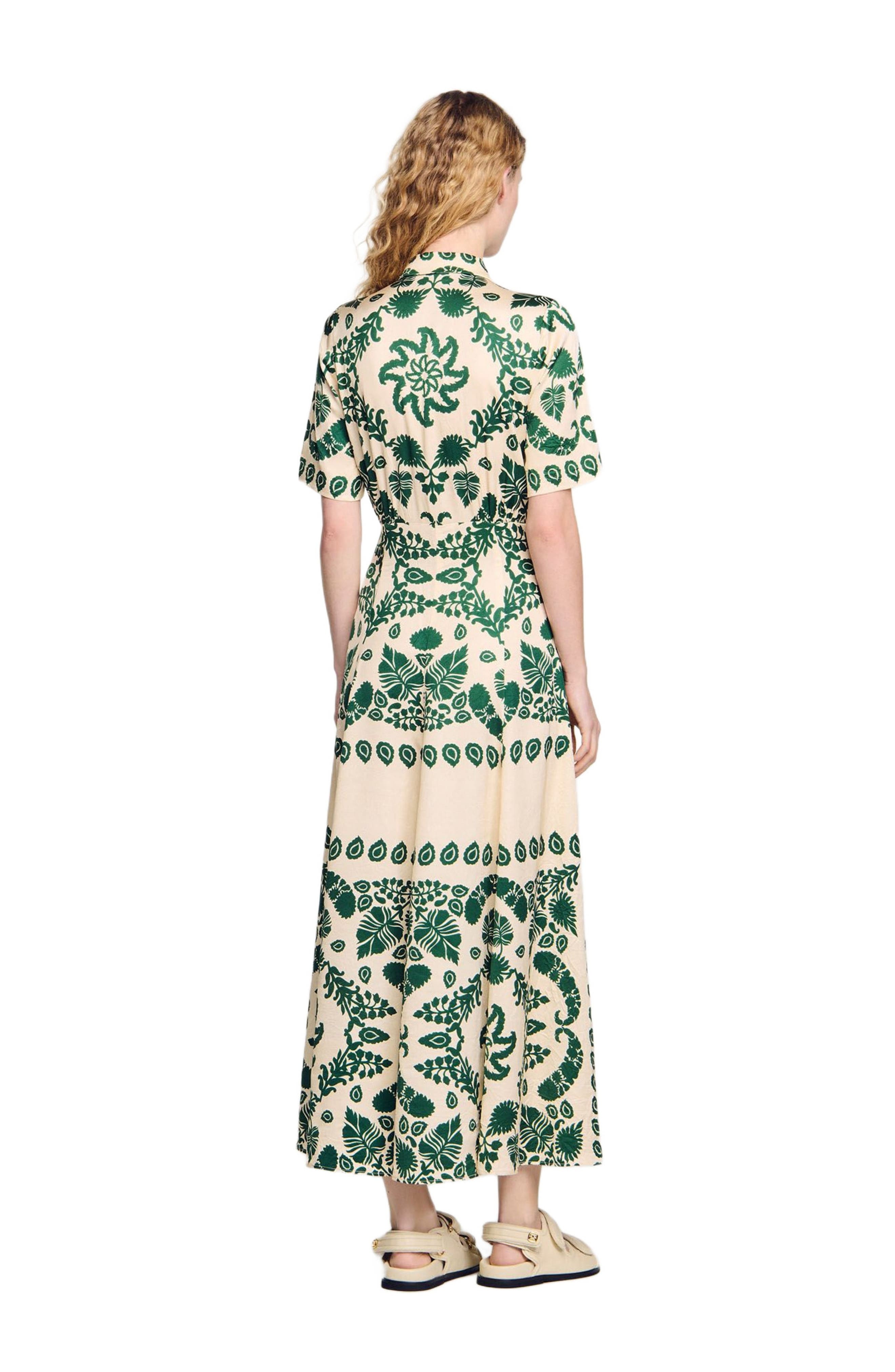 SANDRO Floral print maxi dress in Ecru /Green at Nordstrom - 3