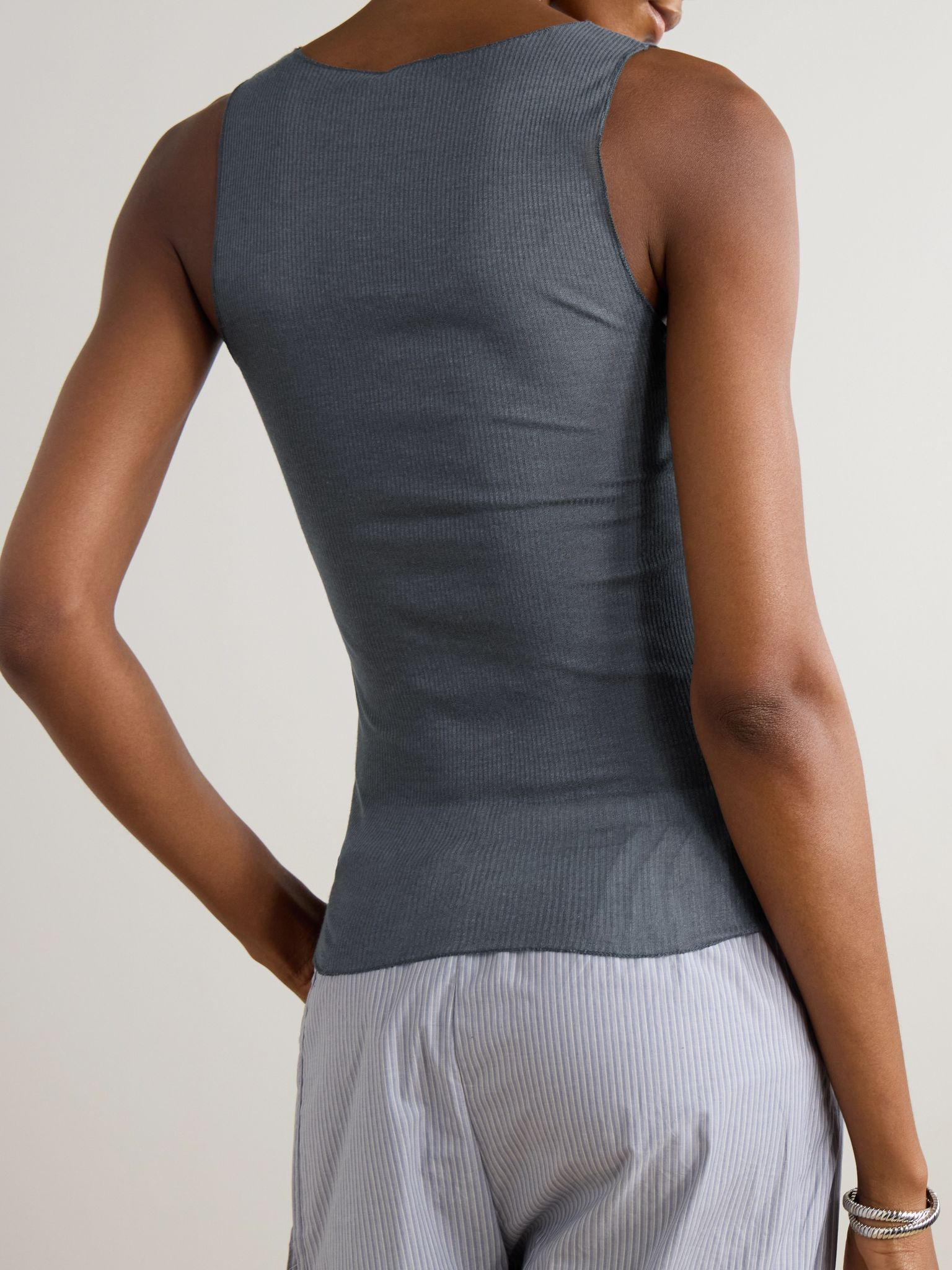 Ribbed-knit tank Gray - 3