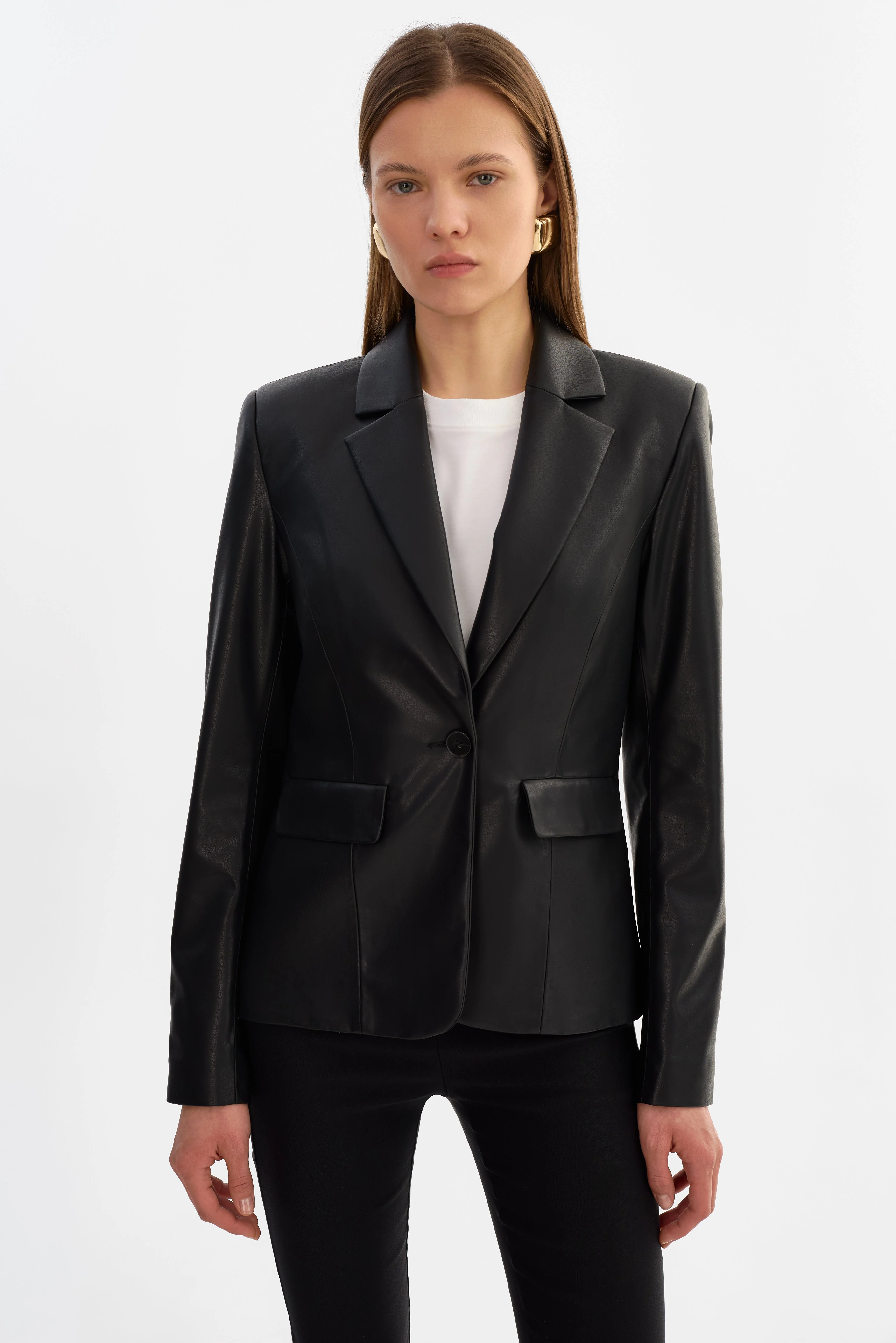 DAVIE | Faux Leather Blazer - 1