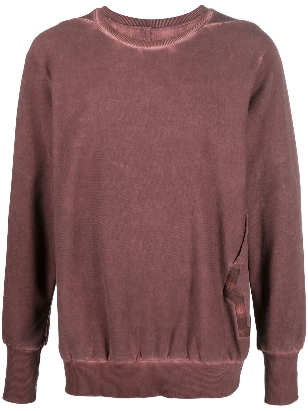 distressed-effect crew neck sweater - 1