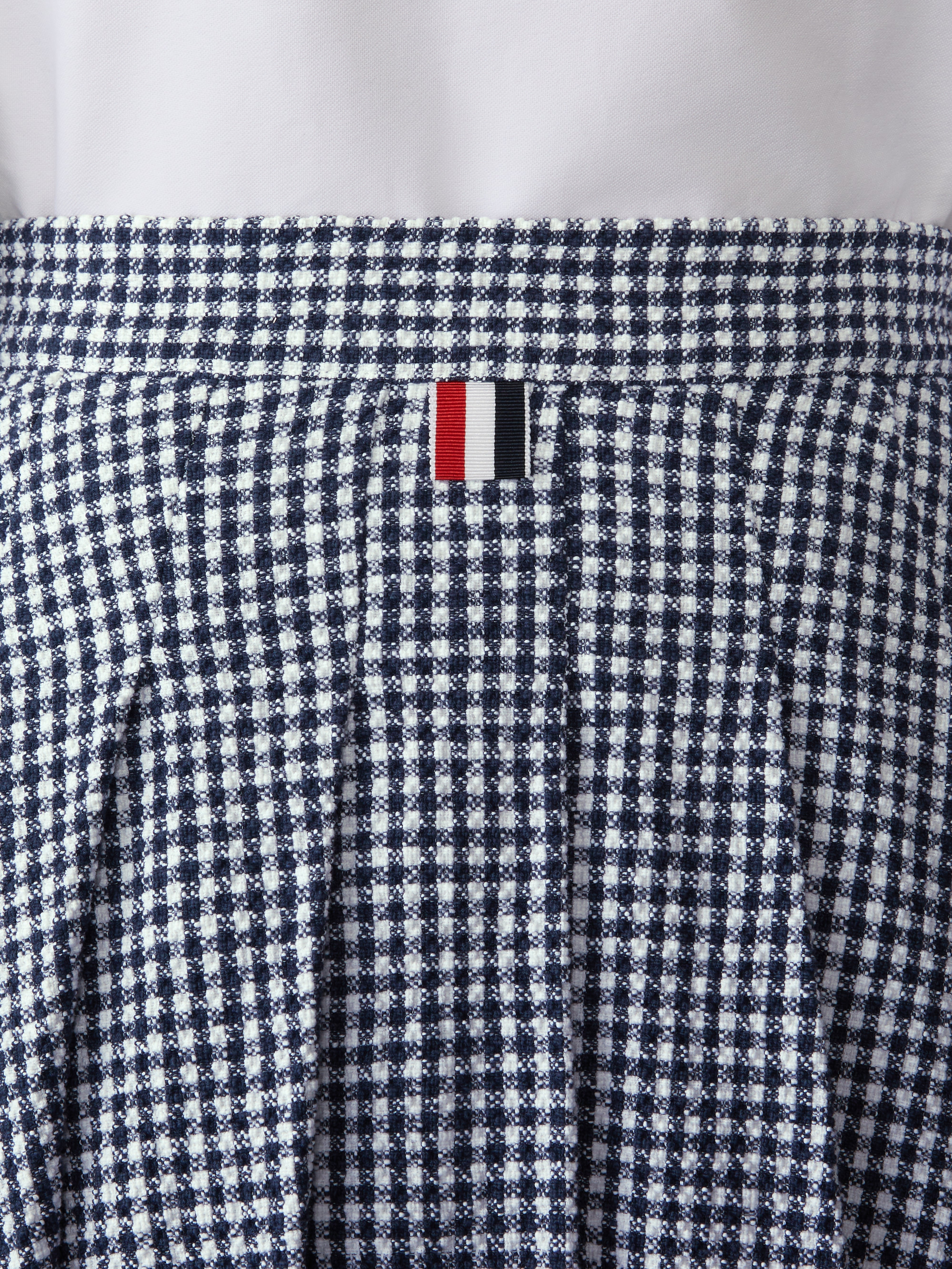 GINGHAM COTTON TWEED PLEATED SKIRT - 7