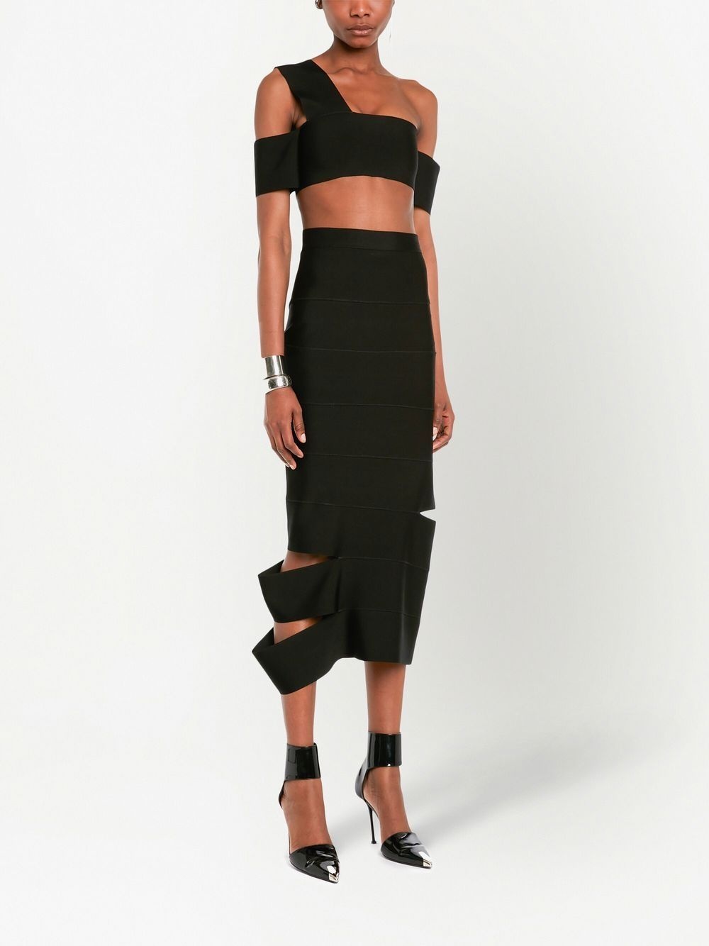 cut-out panelled pencil skirt - 3
