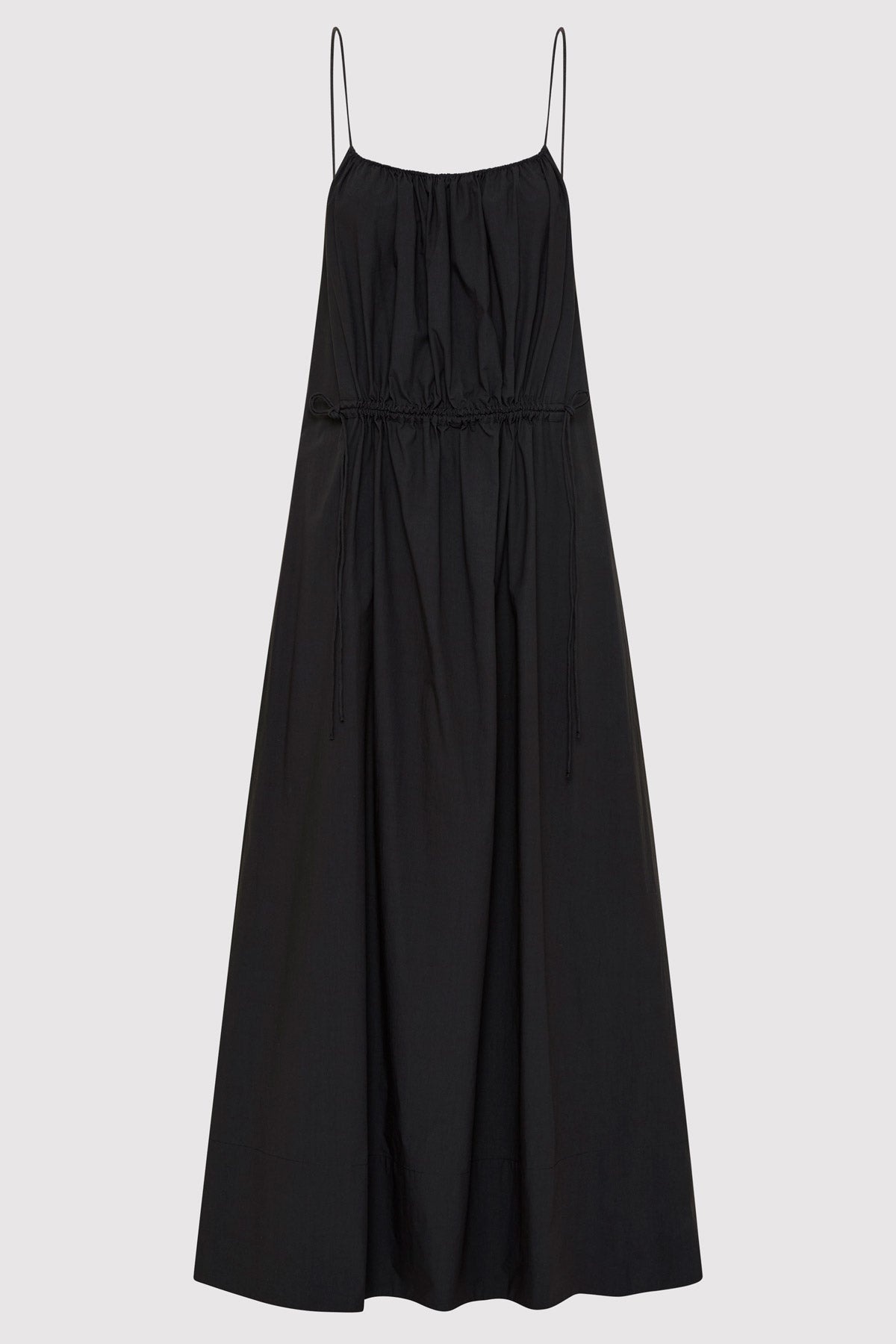 Relaxed Drawstring Dress - Black - 1