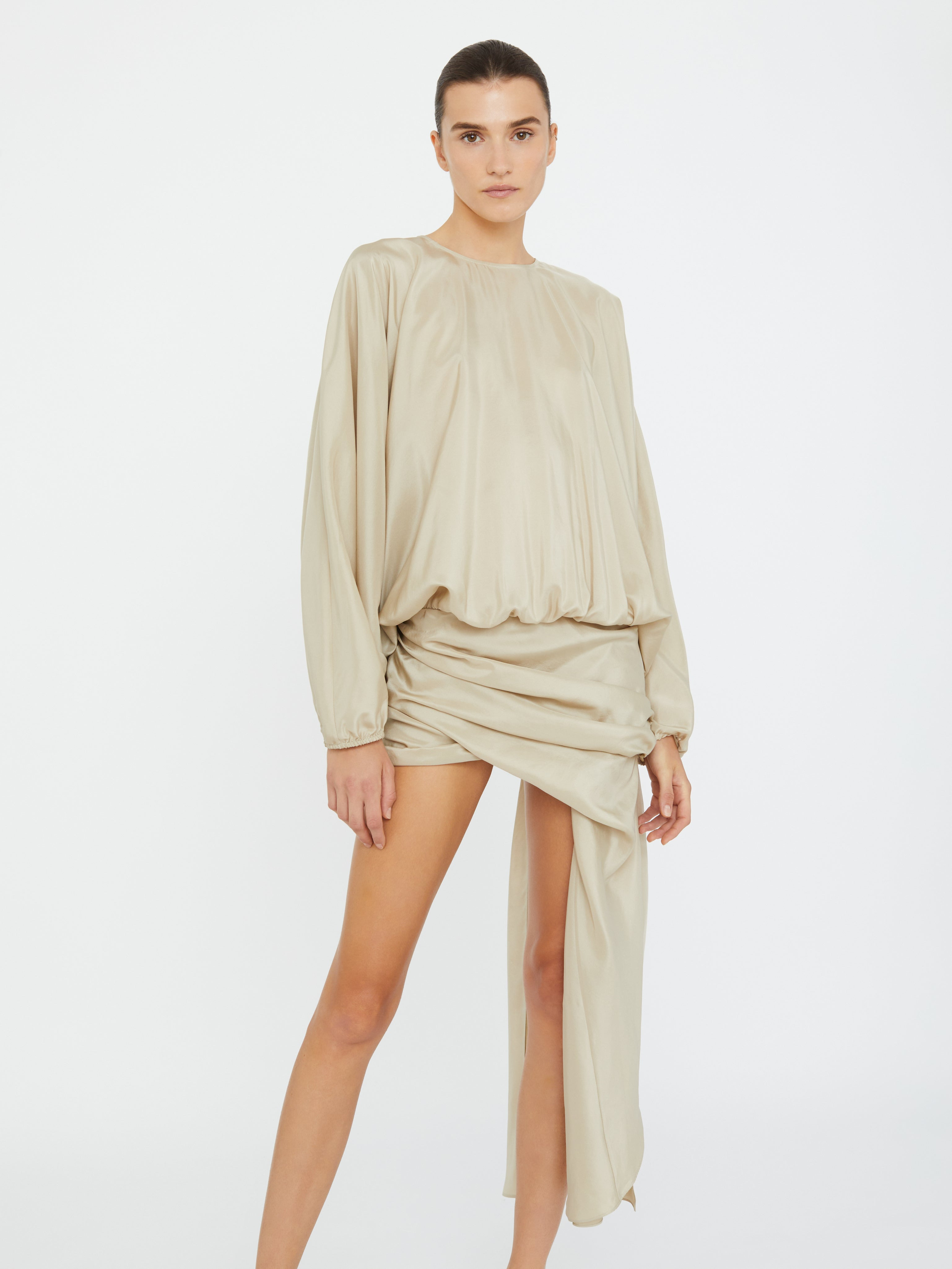 Parachute Silk Drape Mini Dress - 3