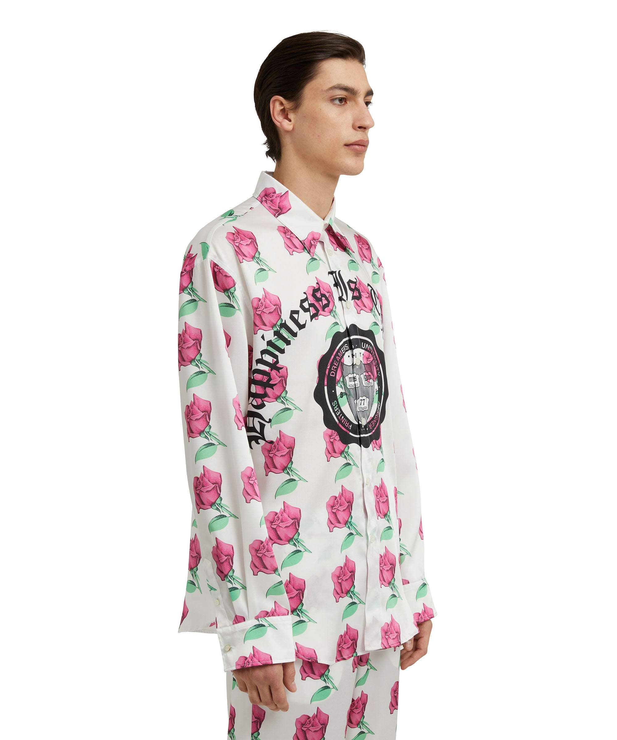 Shirt with "Emblem on Roses printed satin" print - 4