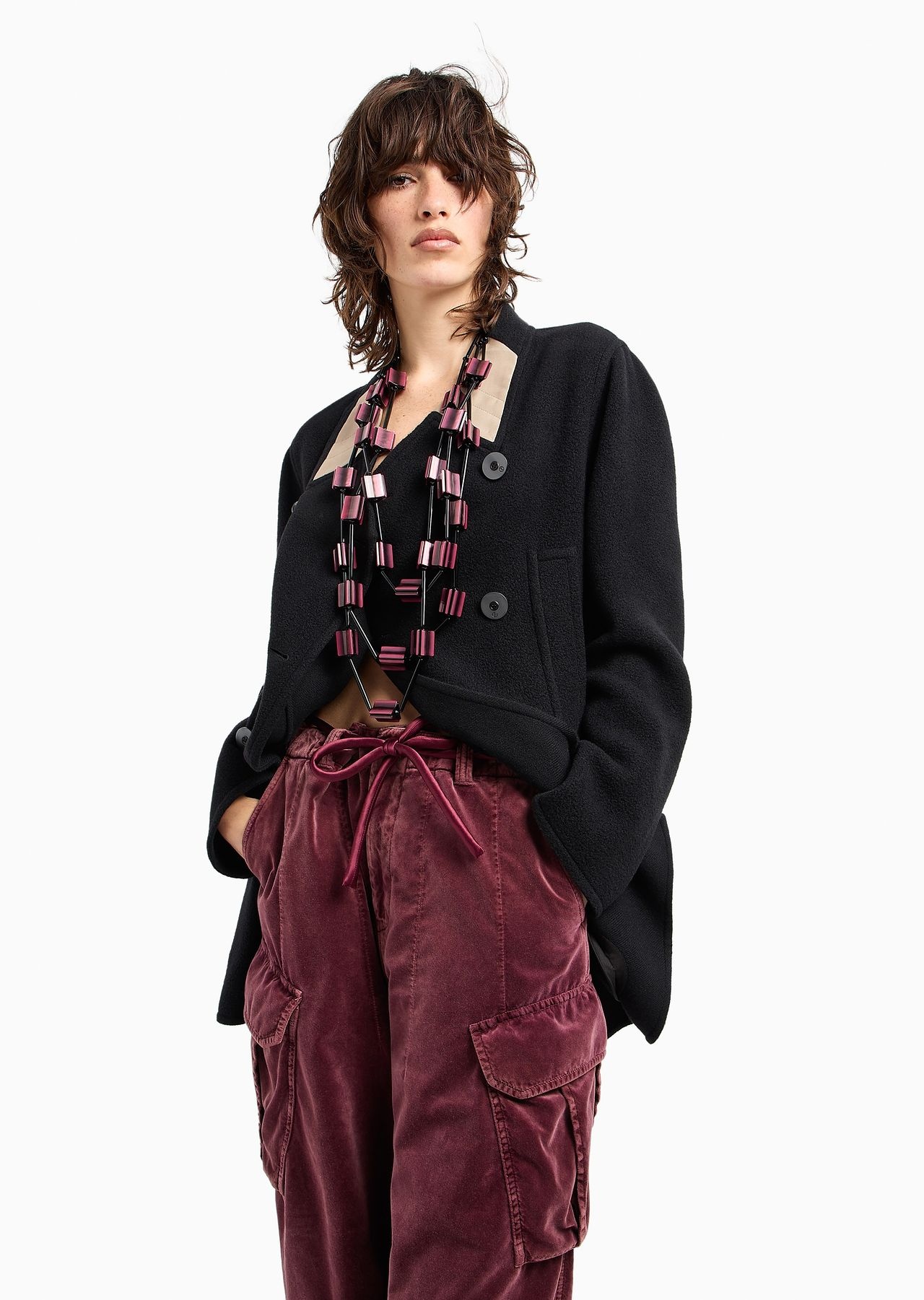 Double-breasted pea coat in double cashmere - 6