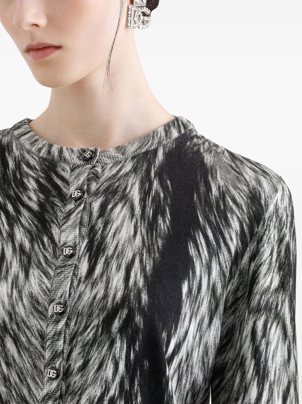 fur-print cardigan - 5
