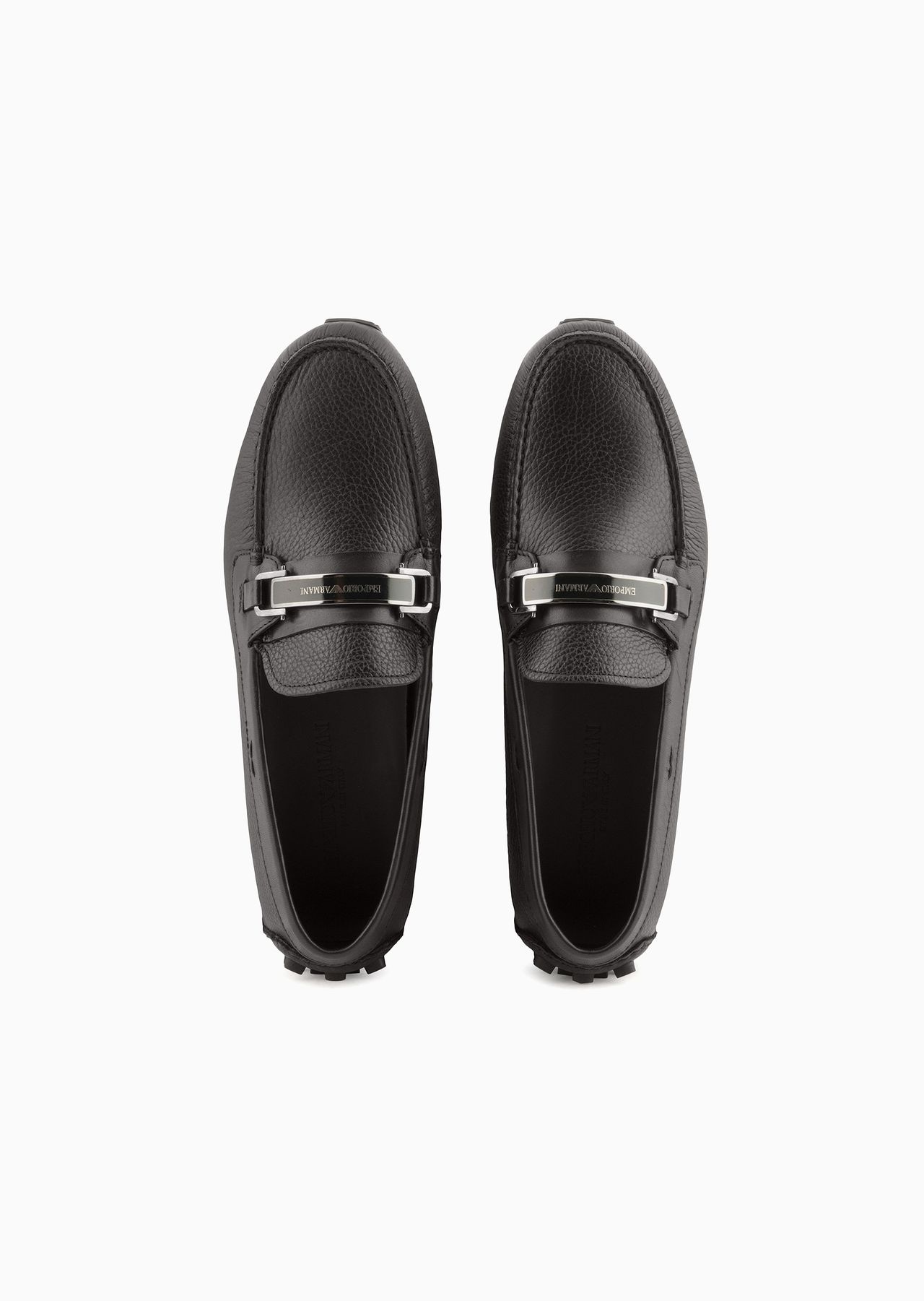 Pebbled leather driving loafers with stirrup bar - 3