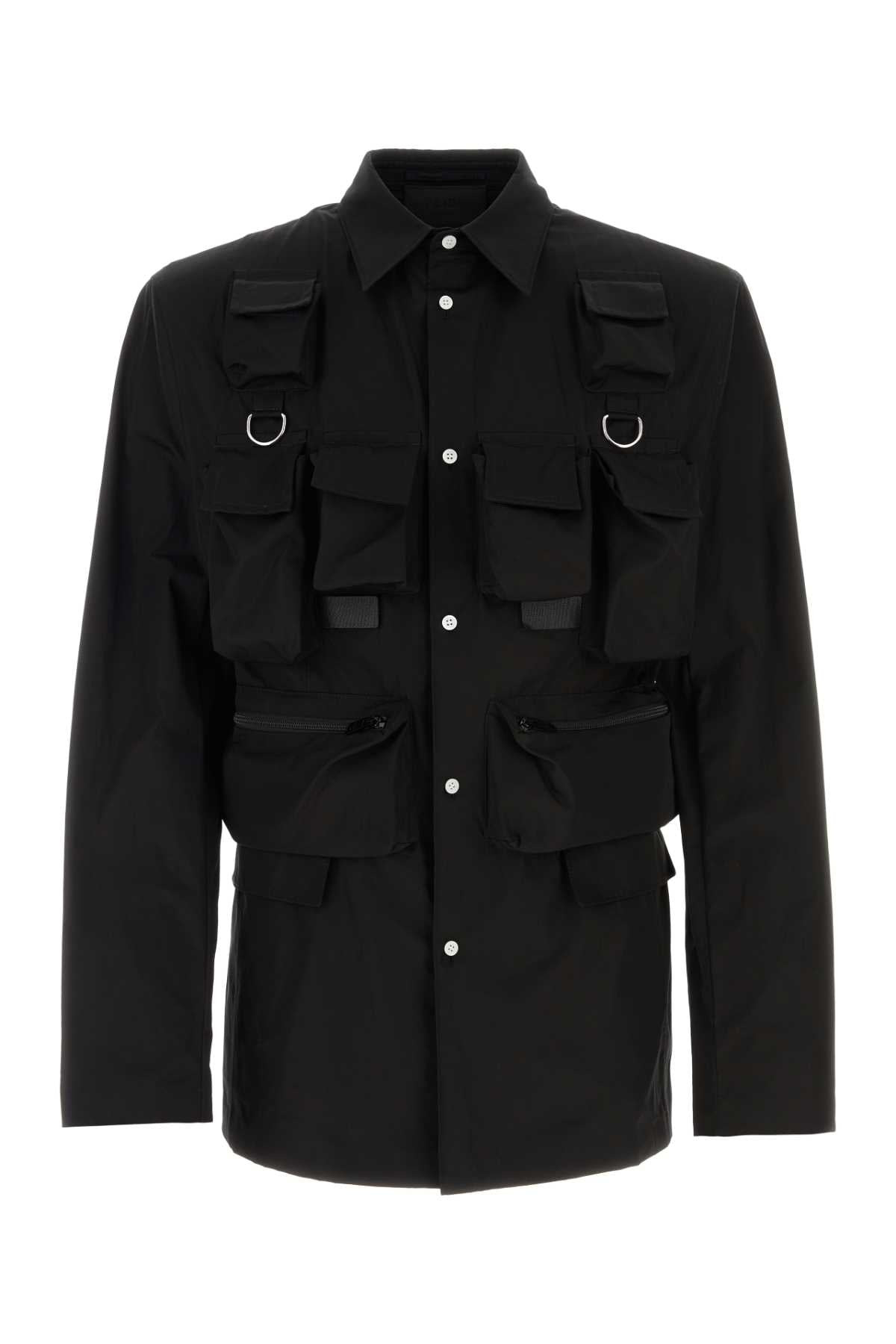 Prada Men Black Poplin Shirt - 1