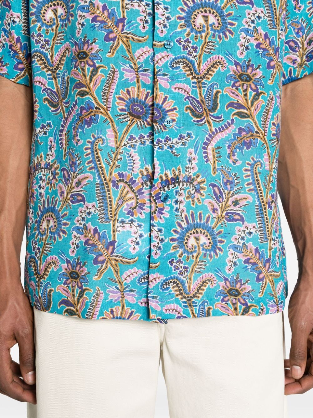 floral-print linen shirt - 5