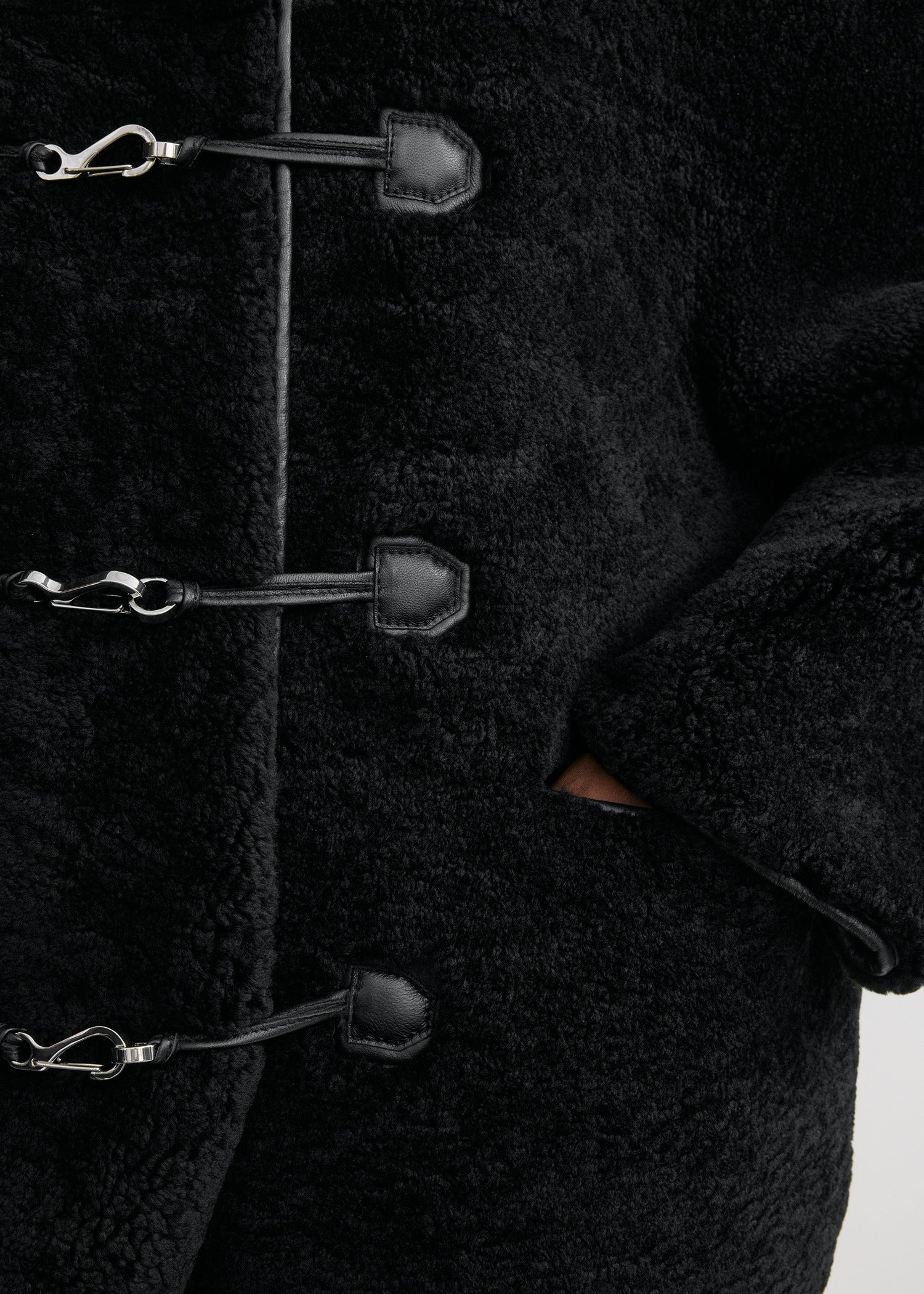 Teddy shearling clasp jacket black - 5
