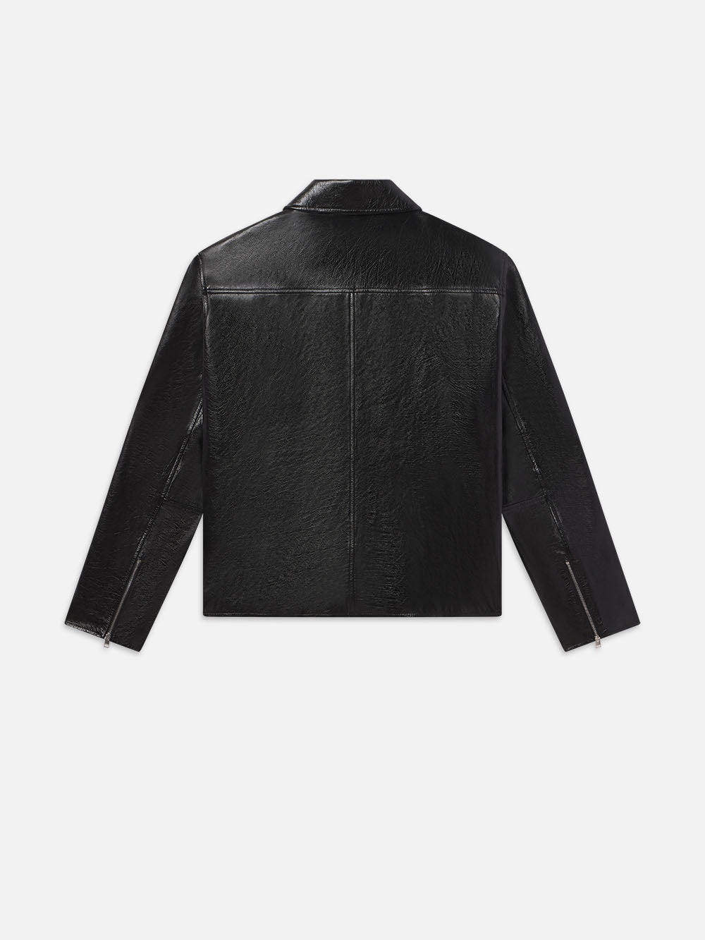 Zip Up Leather Jacket in Black - 3