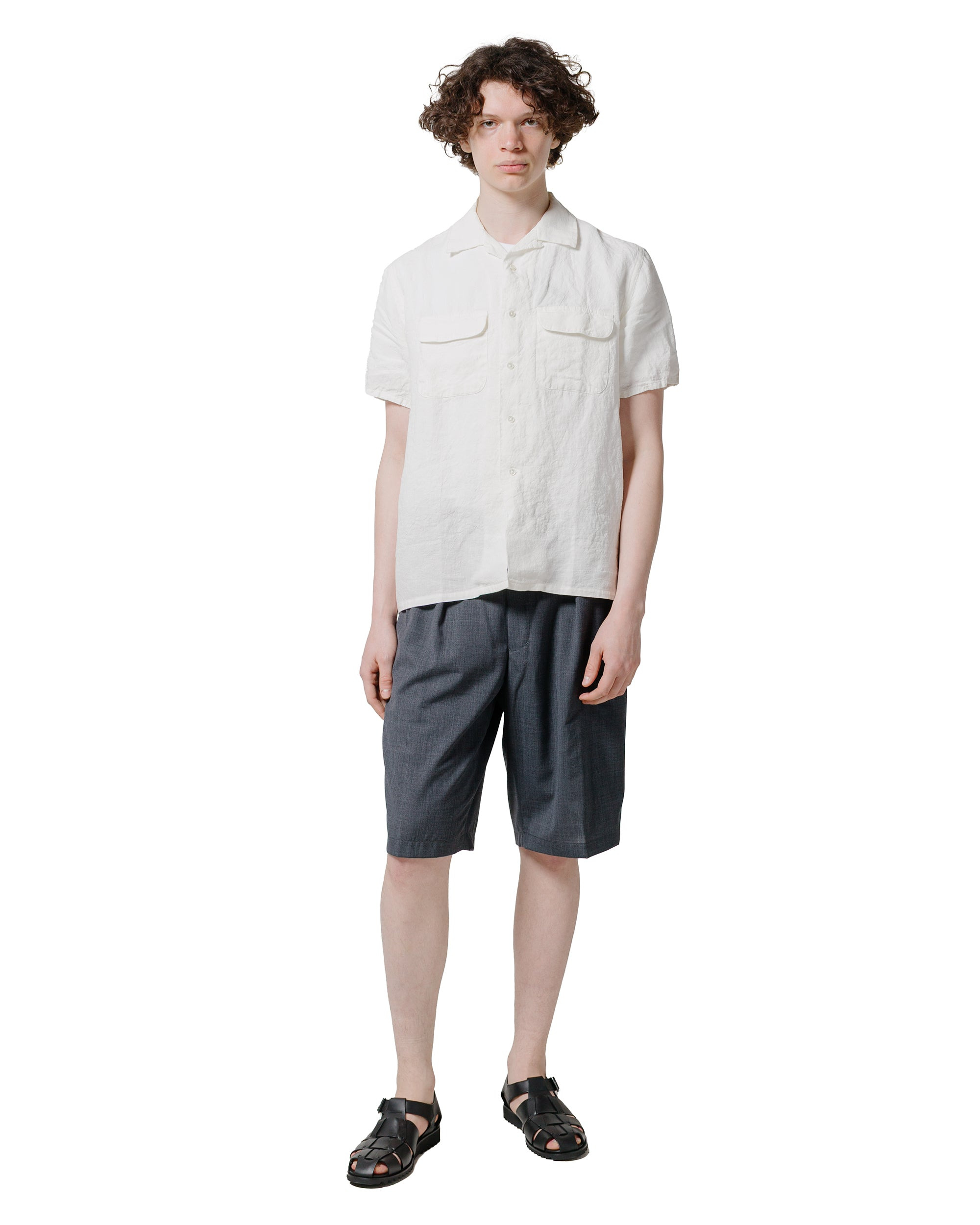 2Pleats Shorts Wool Tropical Charcoal Grey - 4