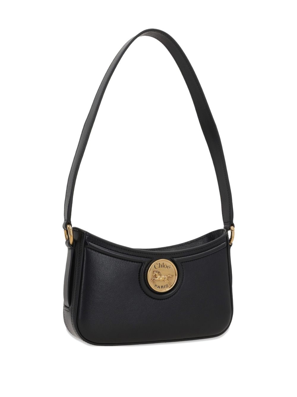 logo-plaque leather shoulder bag - 3