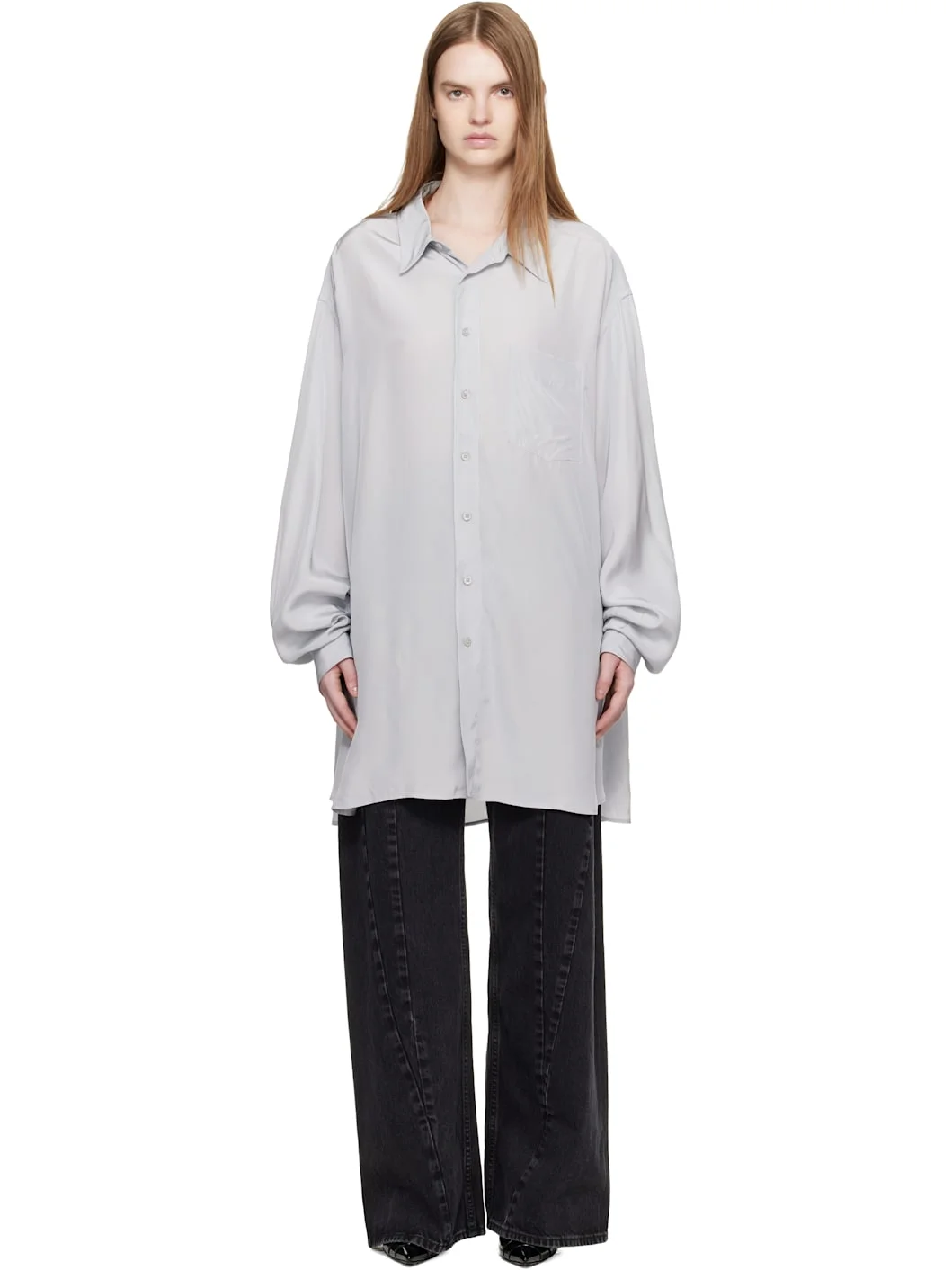 Gray Long-Sleeved Shirt - 1