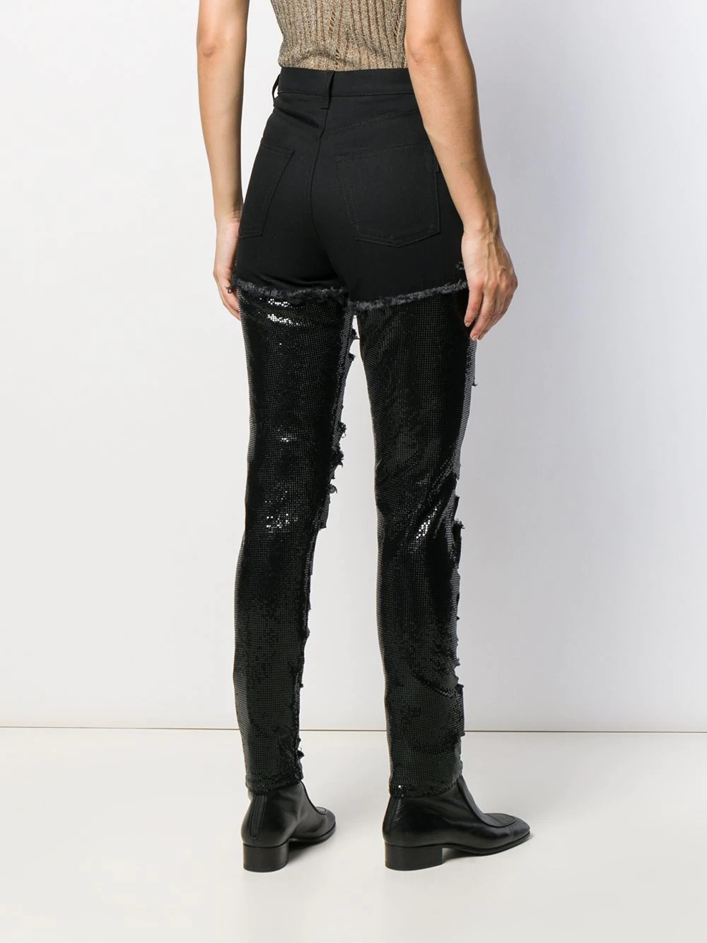 sequin-embellished ripped skinny jeans - 4