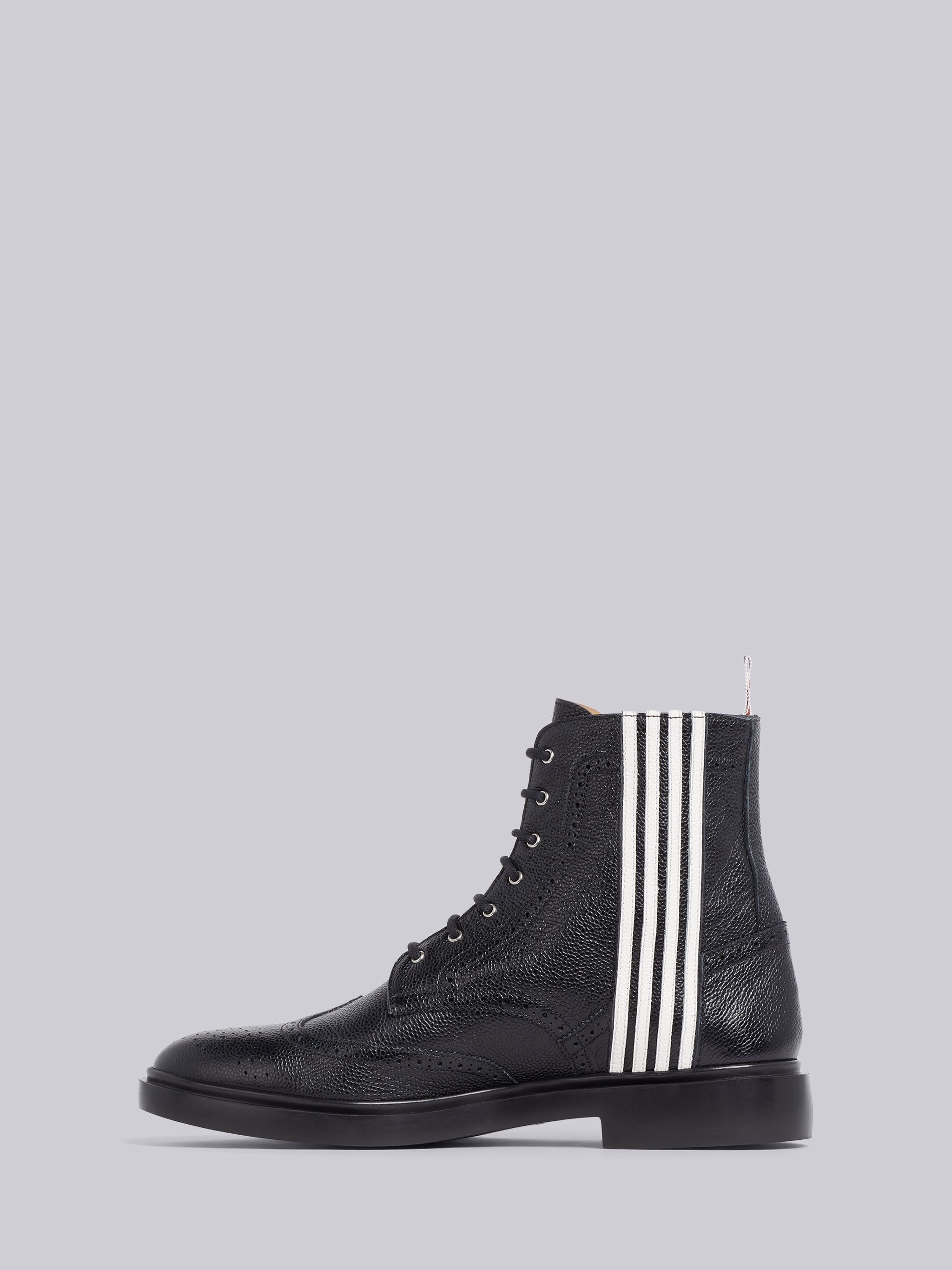 Black Pebbled 4-Bar Applique Boot - 3
