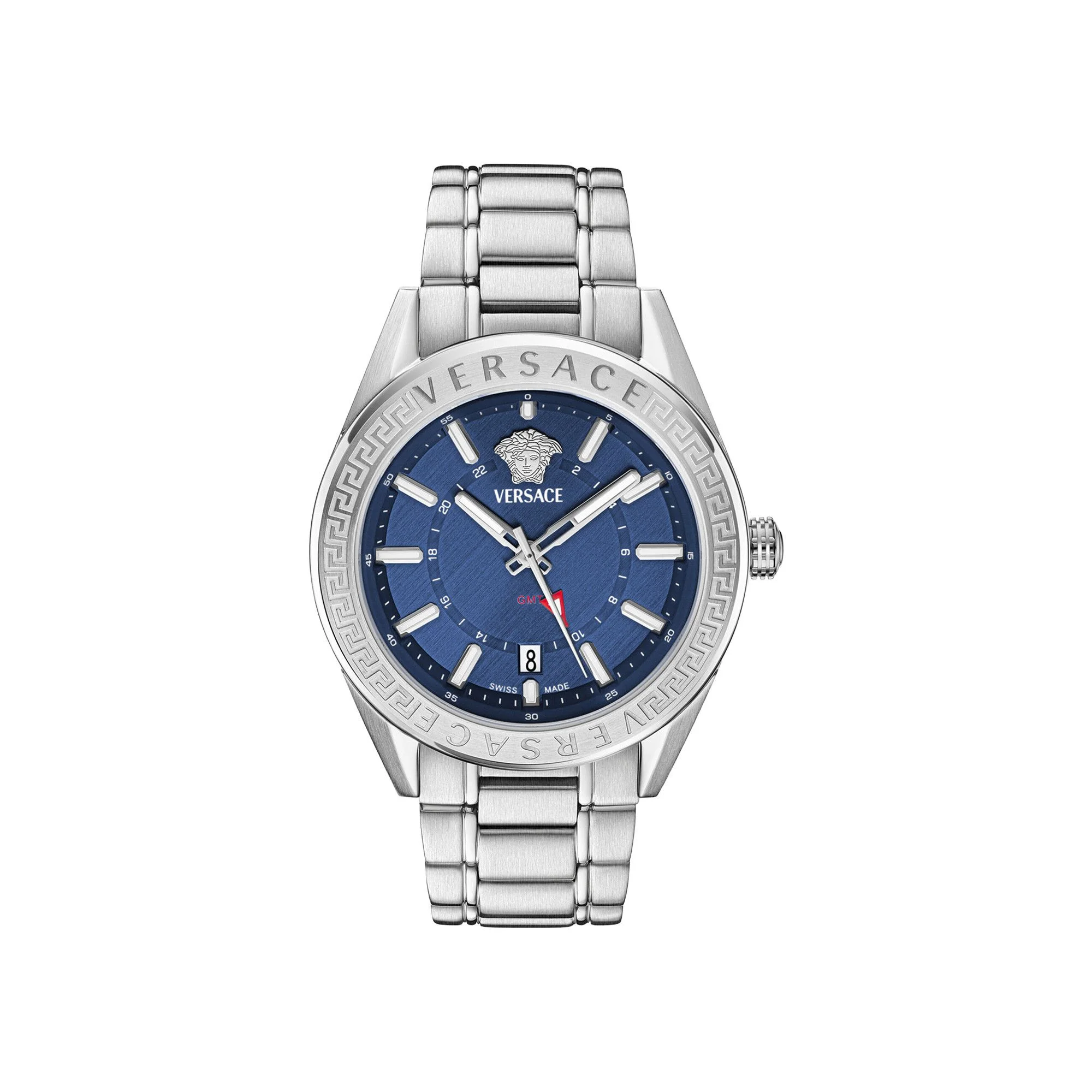 Versace V Code GMT Bracelet Watch 'Stainless Steel' - 1